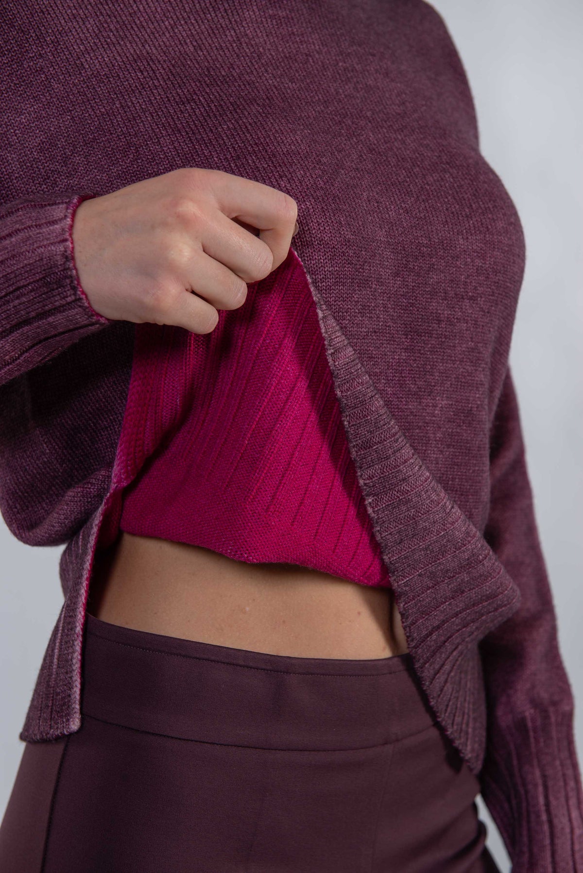 Maglia girocollo burgundy 3519 BURGUNDY ARROVESCIO 
