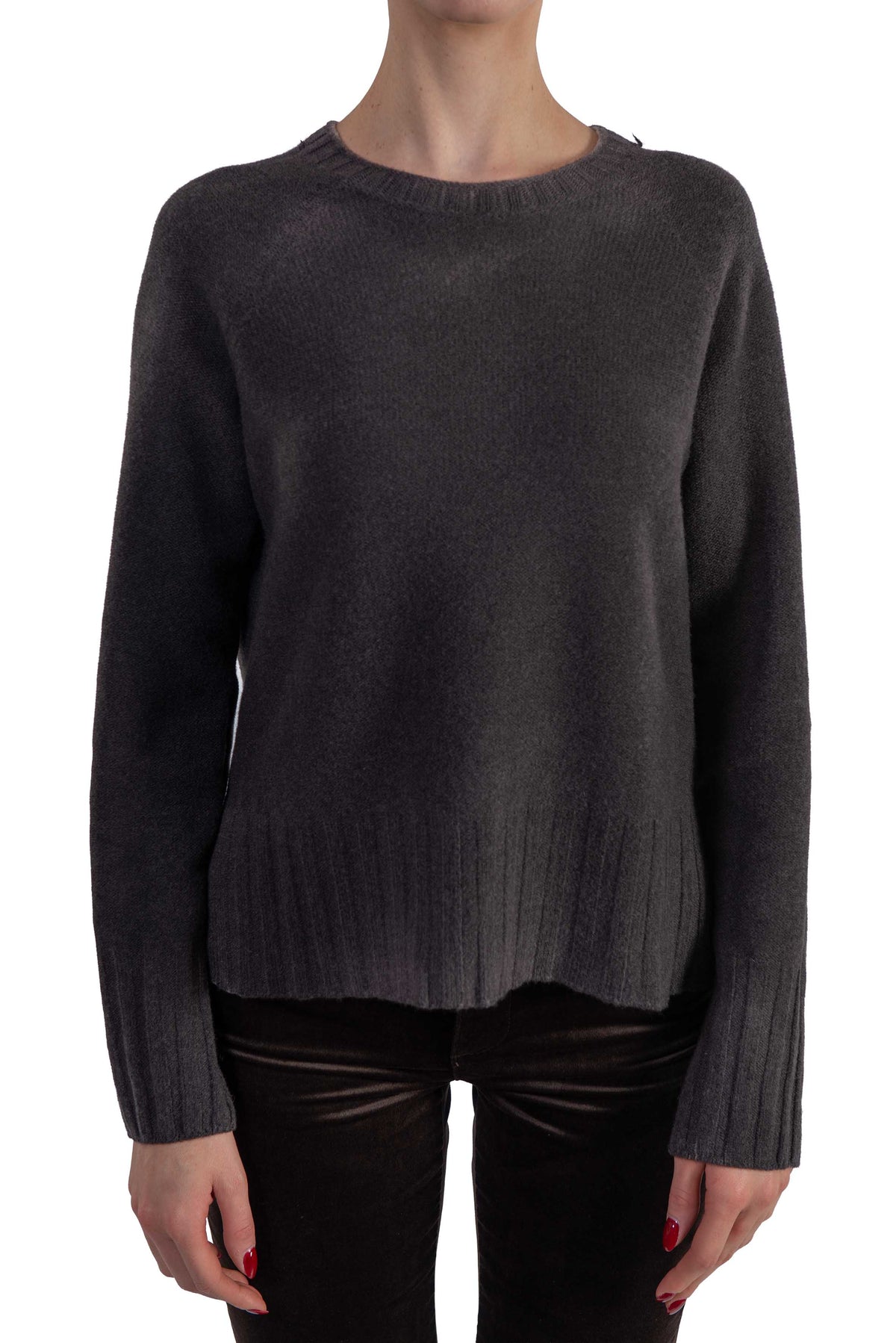 Maglia girocollo sfumata marrone 3611 COFFEE ARROVESCIO 