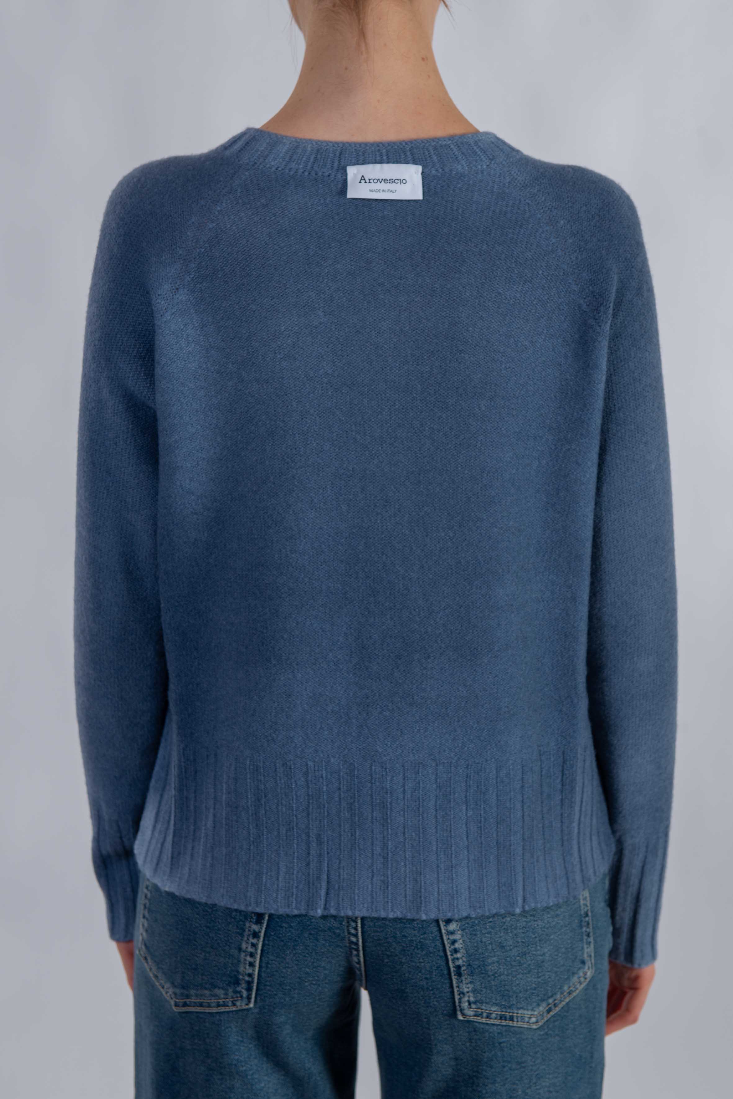 Maglia girocollo sfumata celeste 3611 IDACO ARROVESCIO 