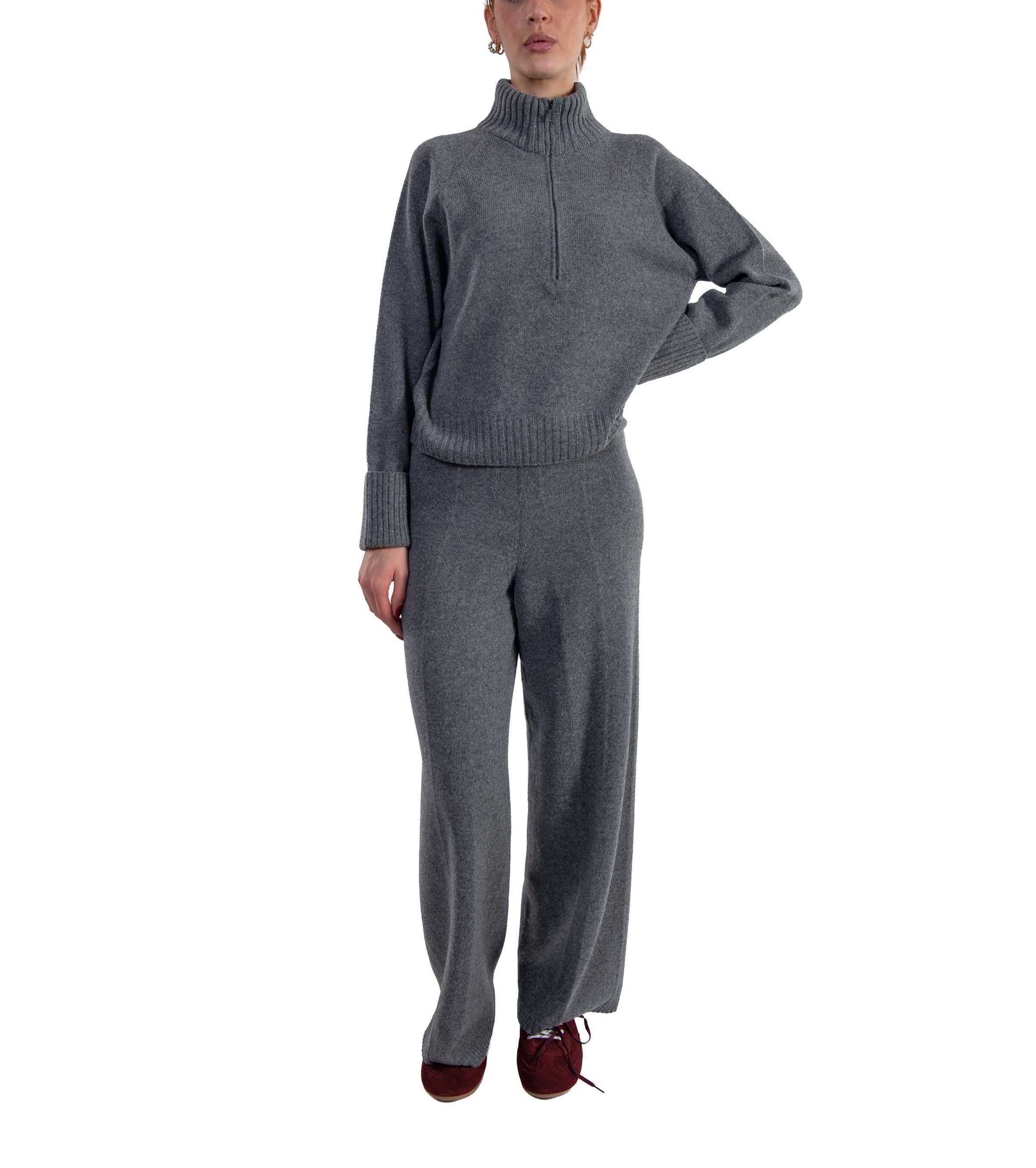 Maglia collo alto con zip grigio 3625 SHADOW ARROVESCIO 