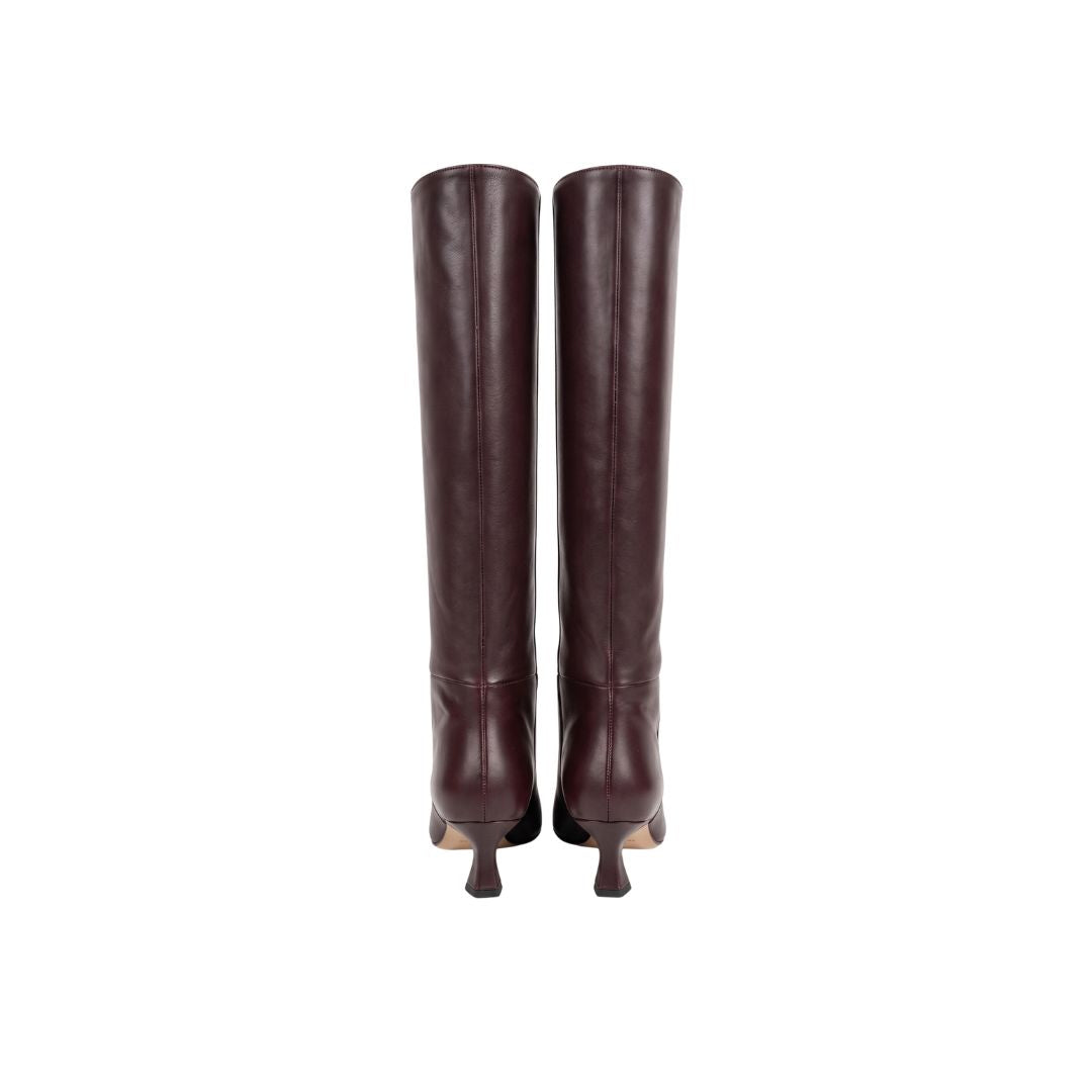 Stivale tacco medio pelle bordeaux A1655 BORDO BIANCA DI 