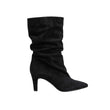Stivale arricciato camoscio nero