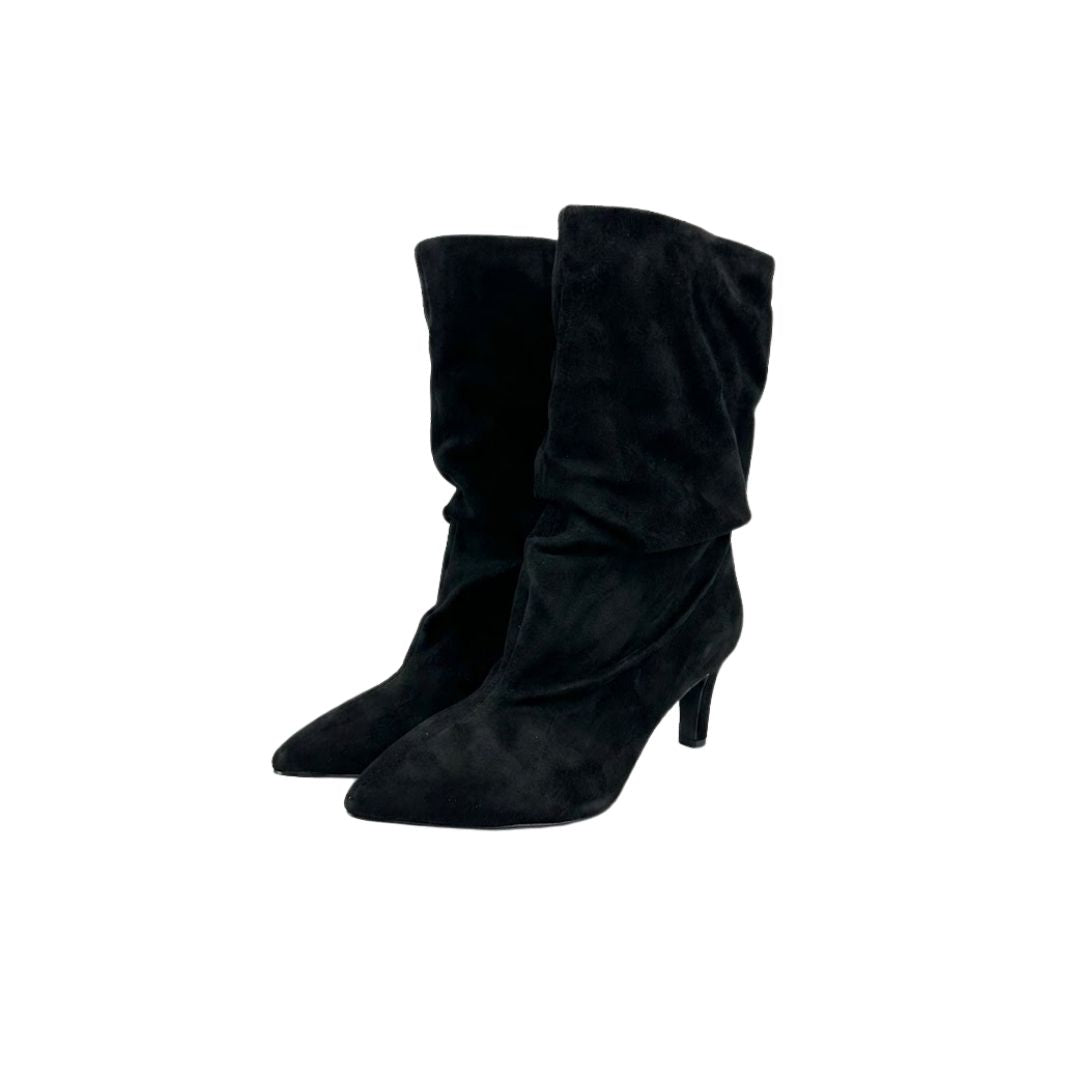 Stivale arricciato camoscio nero A678 NERO BIANCA DI 