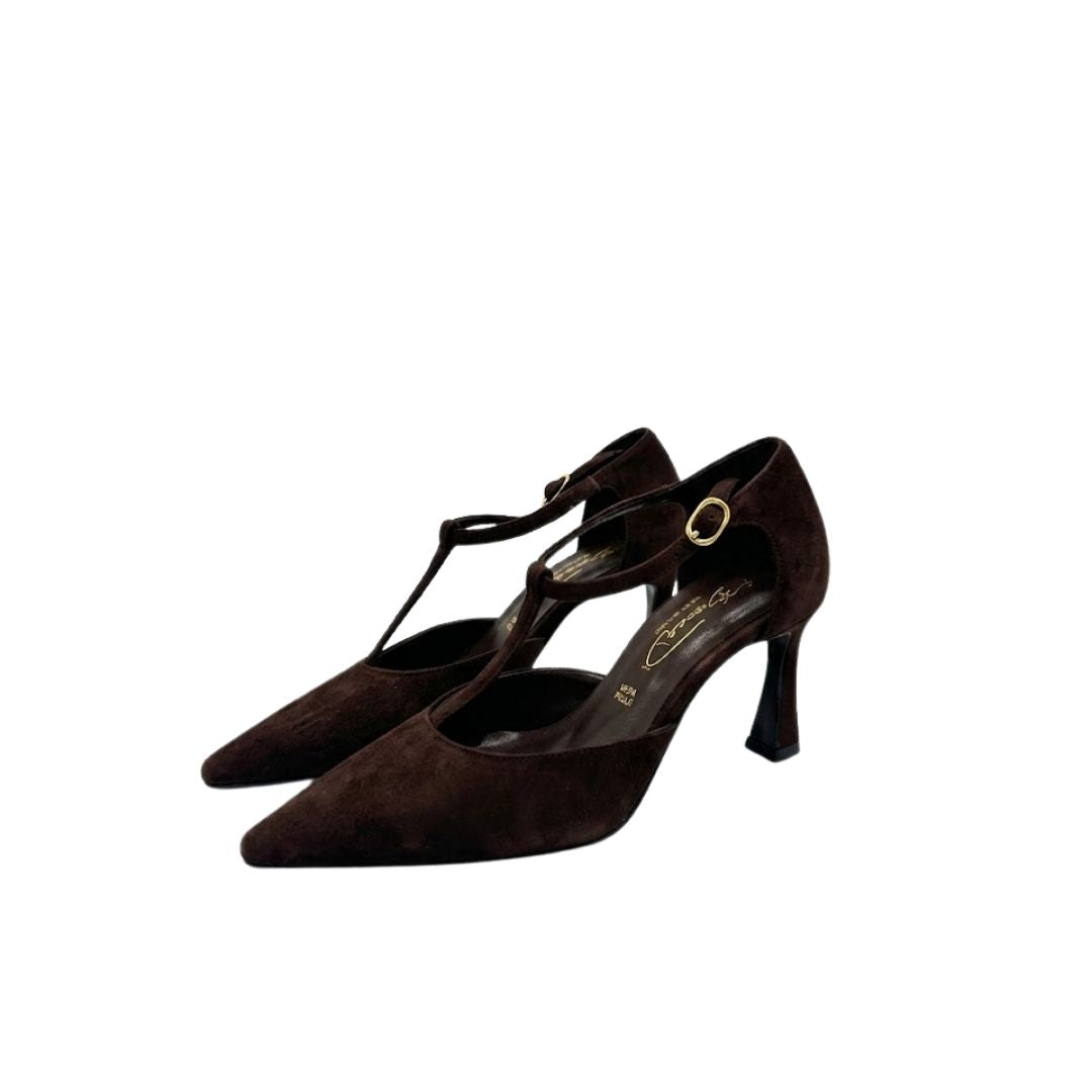 T-Strap camoscio testa di moro A785 T.MORO BIANCA DI 