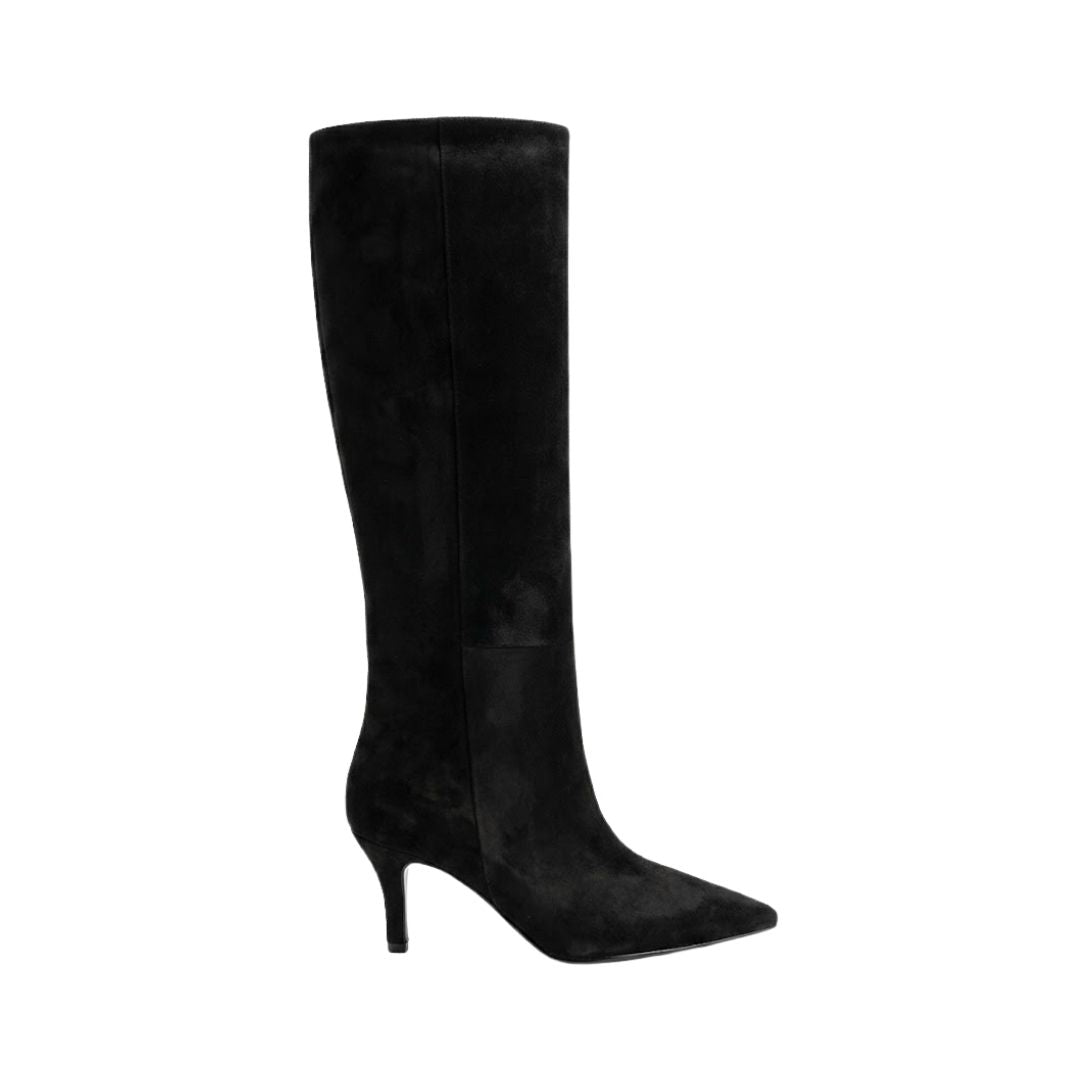 Stivale alto camoscio nero A873 NERO BIANCA DI 