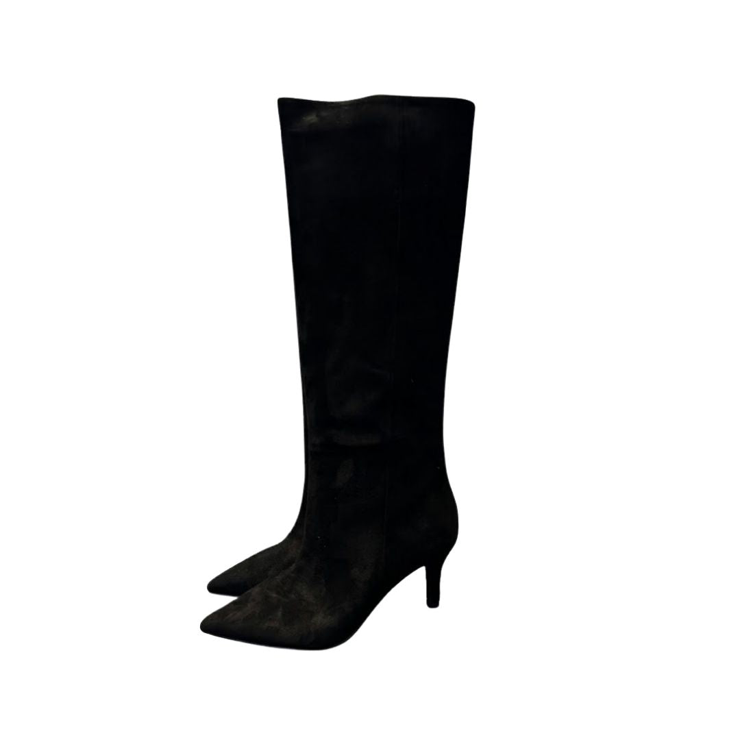 Stivale alto camoscio nero A873 NERO BIANCA DI 