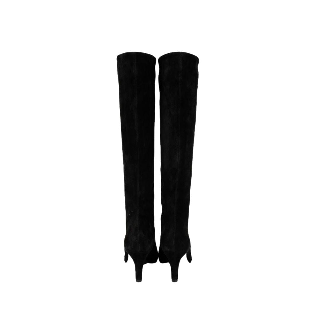 Stivale alto camoscio nero A873 NERO BIANCA DI 