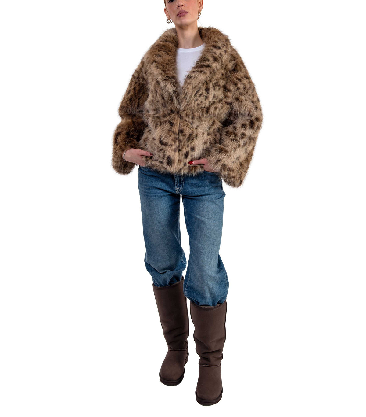 Giaccone in pelliccia ecologica animalier 7323 LEOPARDO Bully 