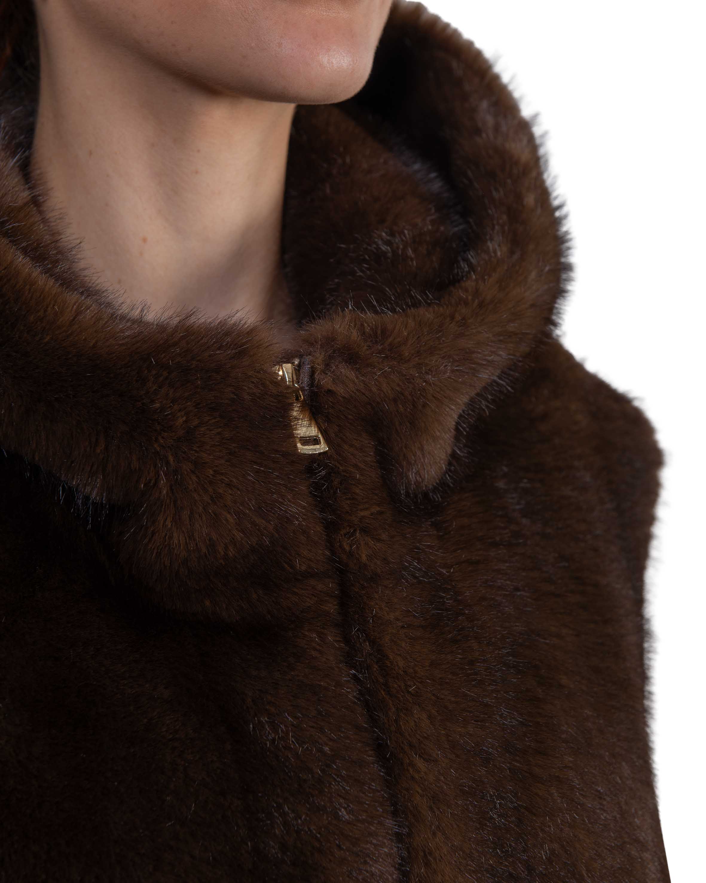 Gilet in ecopelliccia marrone 7364 MORO Bully 