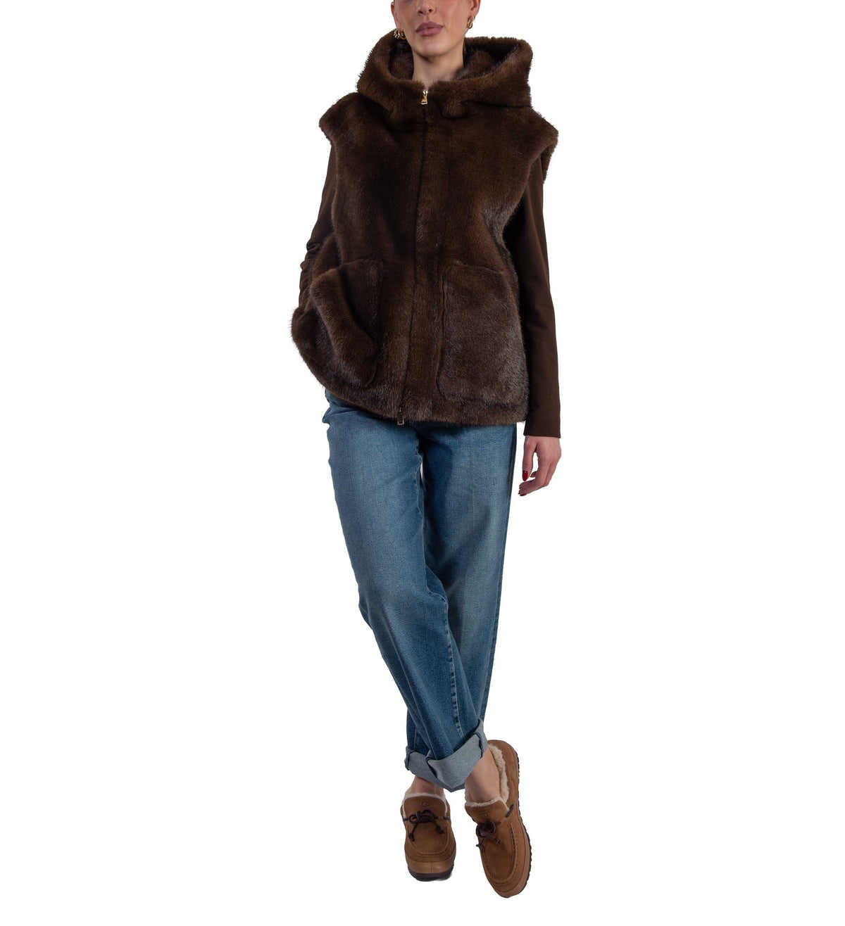 Gilet in ecopelliccia marrone 7364 MORO Bully 