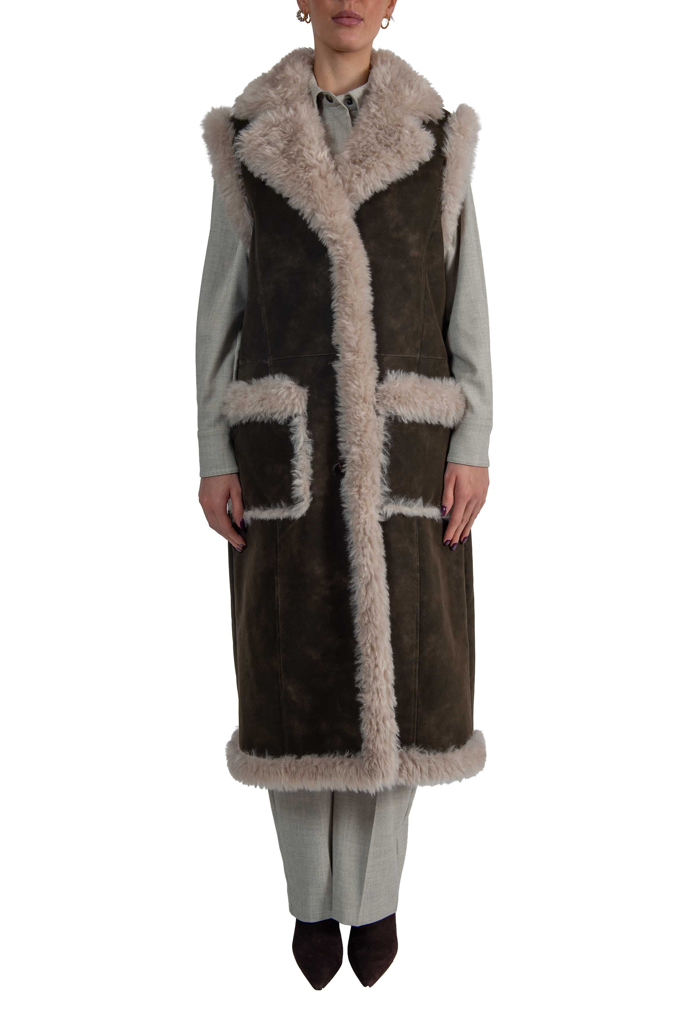 Gilet in eco montone 7372 MORO Bully 