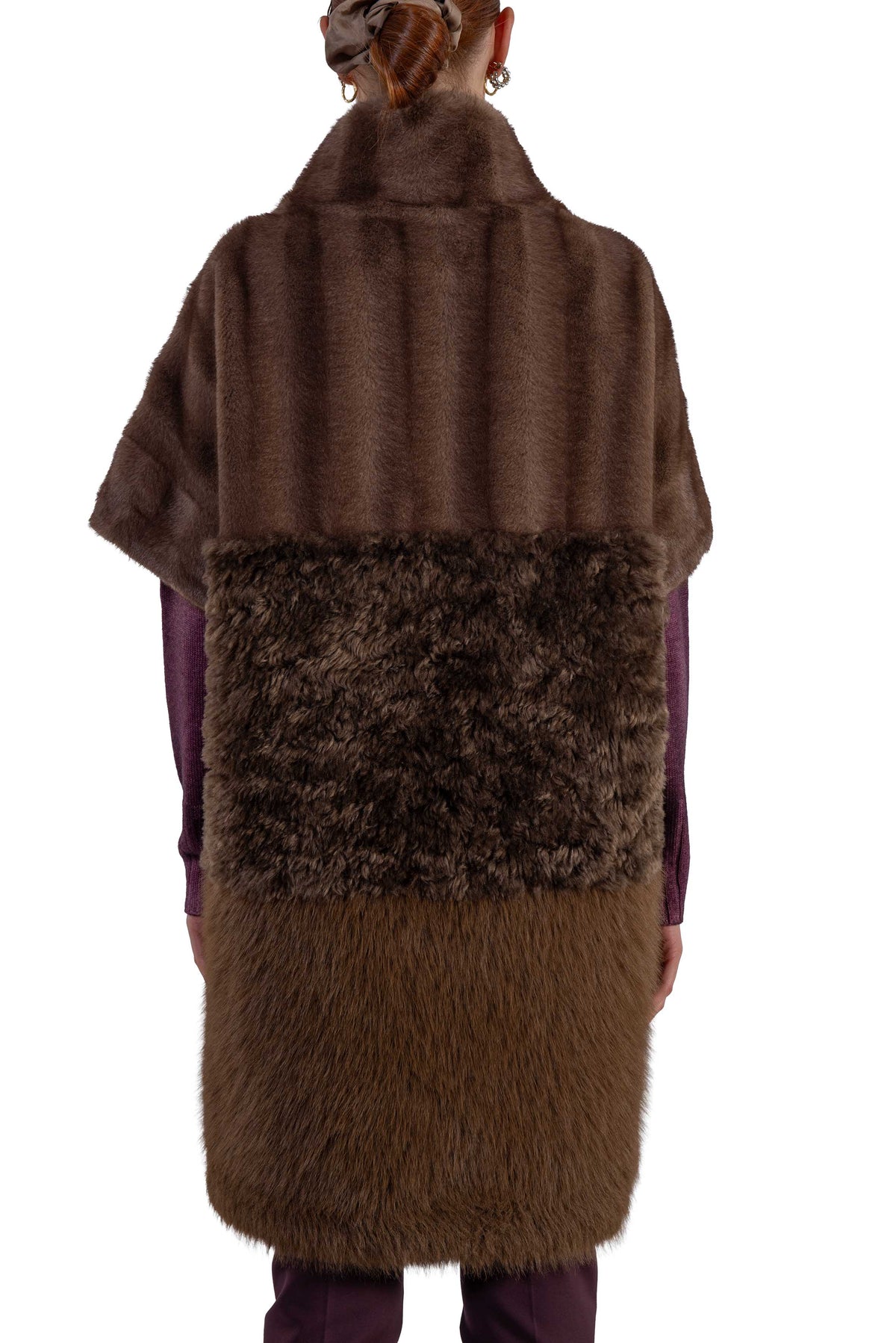 Gilet in ecopelliccia marrone BA26- 7212 TAUPE Bully 