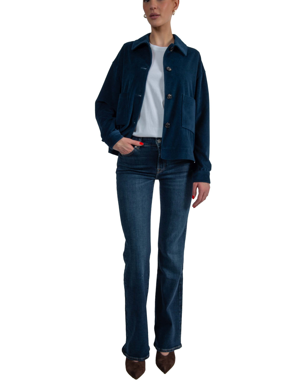 Giacca camicia velluto a coste blu FD4078 GALXI CIRCOLO 