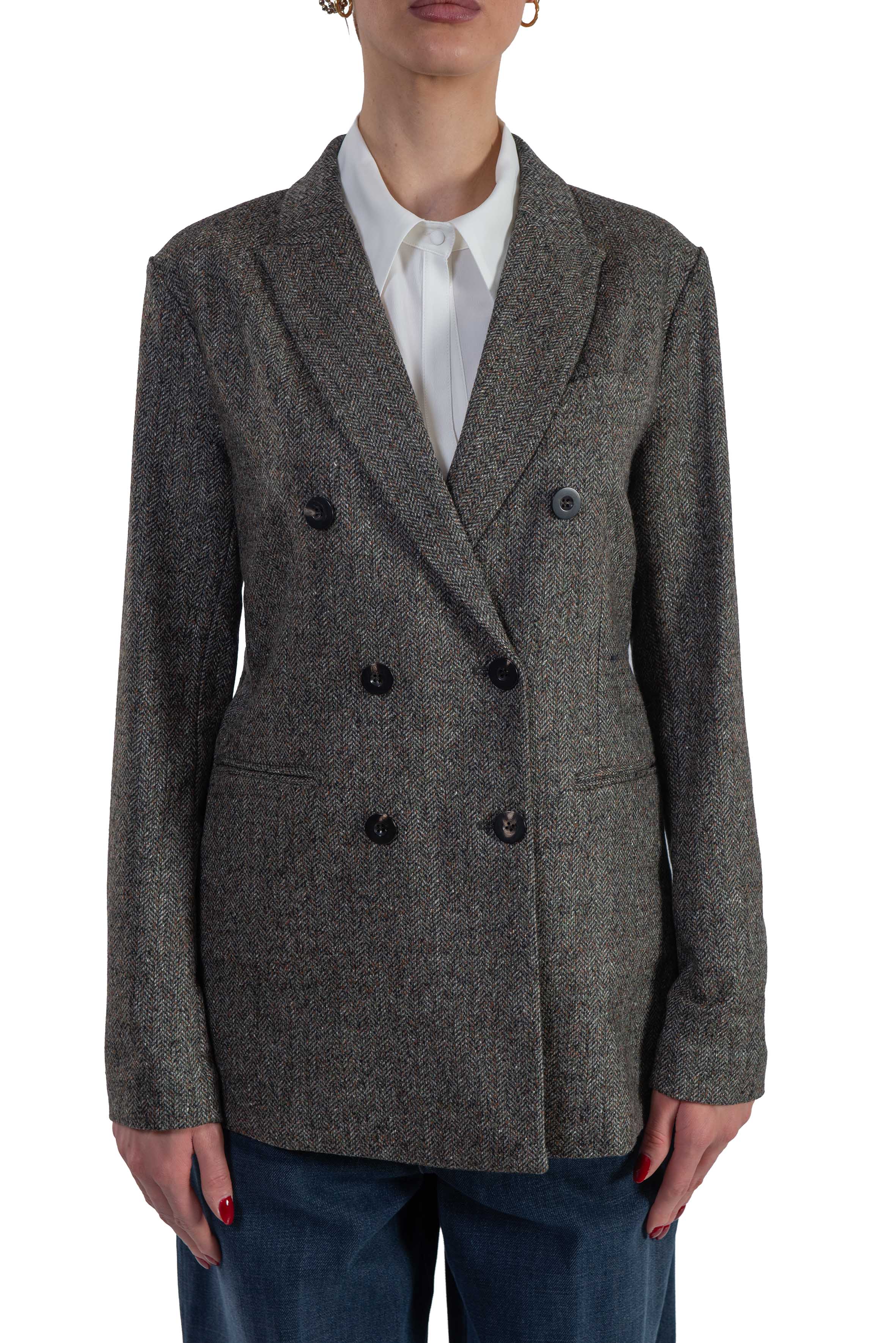 Giacca doppiopetto tweed verde FD4201 MILITARE CIRCOLO 