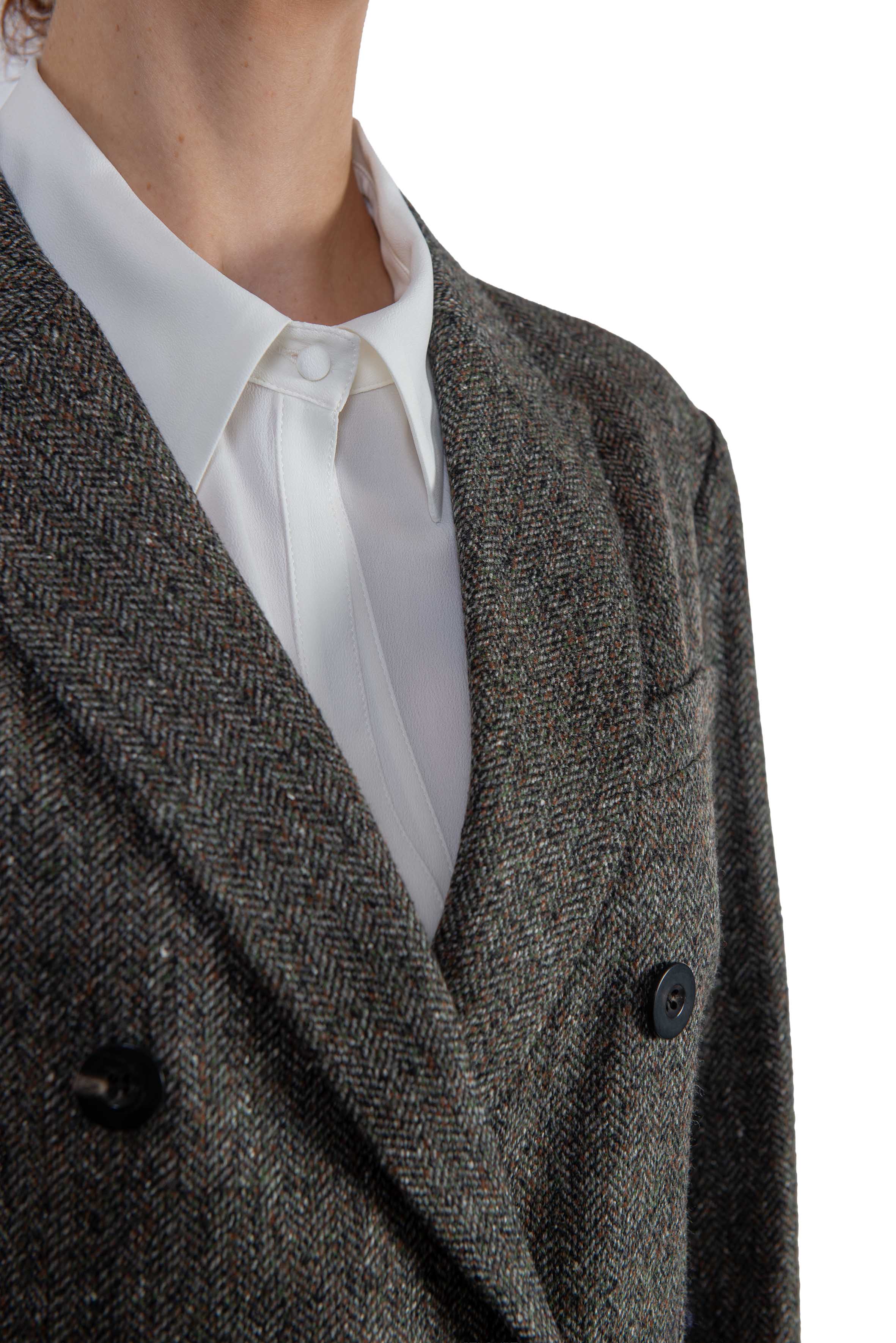 Giacca doppiopetto tweed verde FD4201 MILITARE CIRCOLO 
