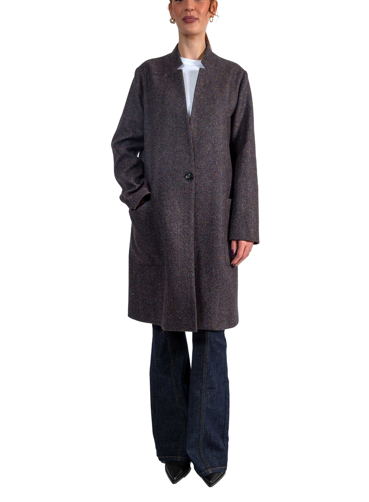 Cappotto in tweed bordeaux<BR/> FD4229 BORDO CIRCOLO 