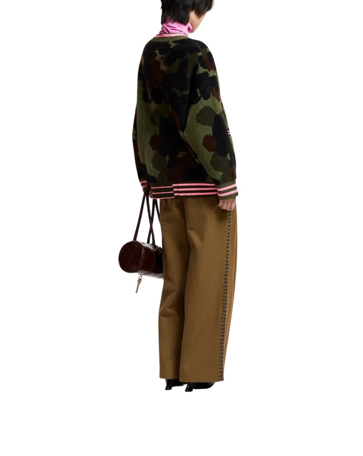 Cardigan Kamoo in jacquard camouflage verde KAMOO GREEN ESSENTIEL ANTWERP 
