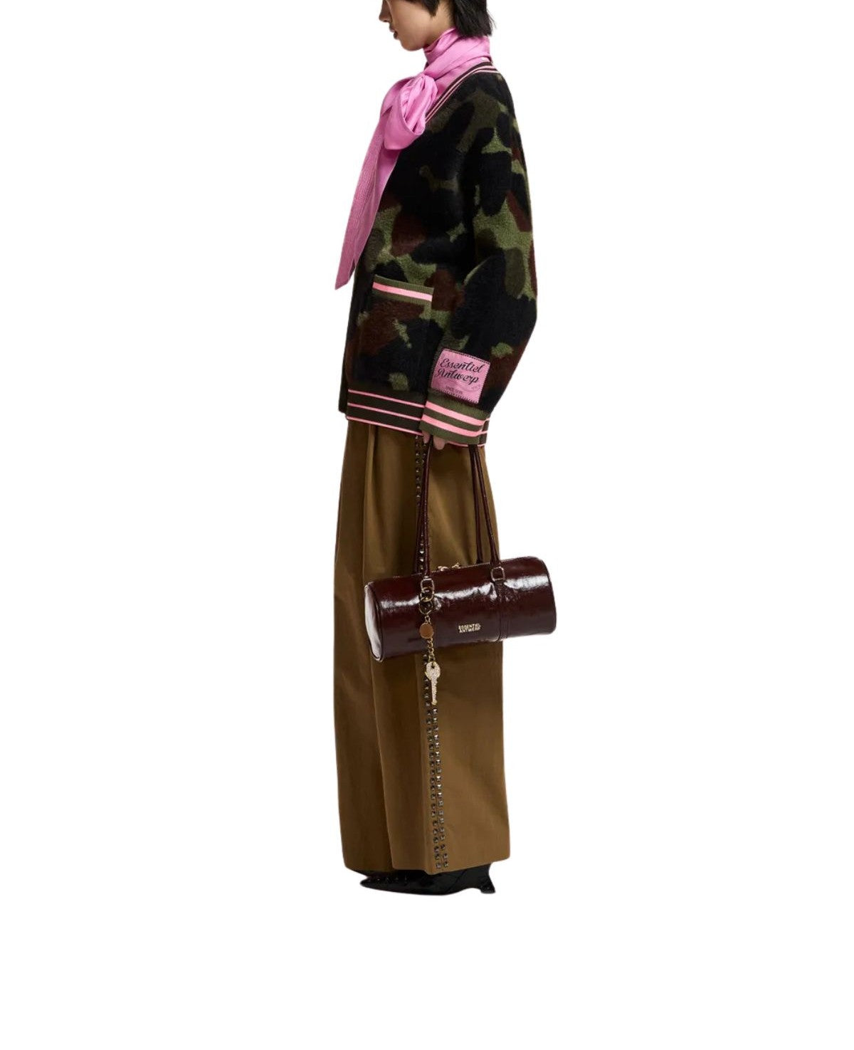 Cardigan Kamoo in jacquard camouflage verde KAMOO GREEN ESSENTIEL ANTWERP 