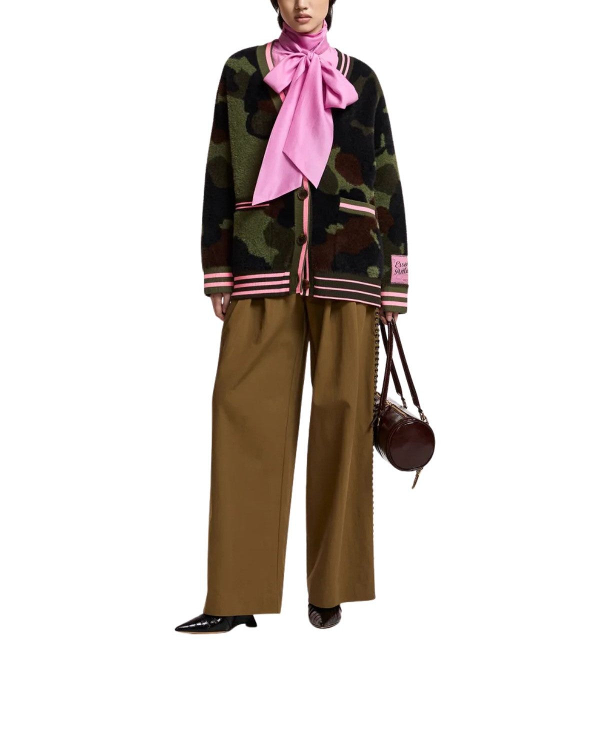 Cardigan Kamoo in jacquard camouflage verde KAMOO GREEN ESSENTIEL ANTWERP 