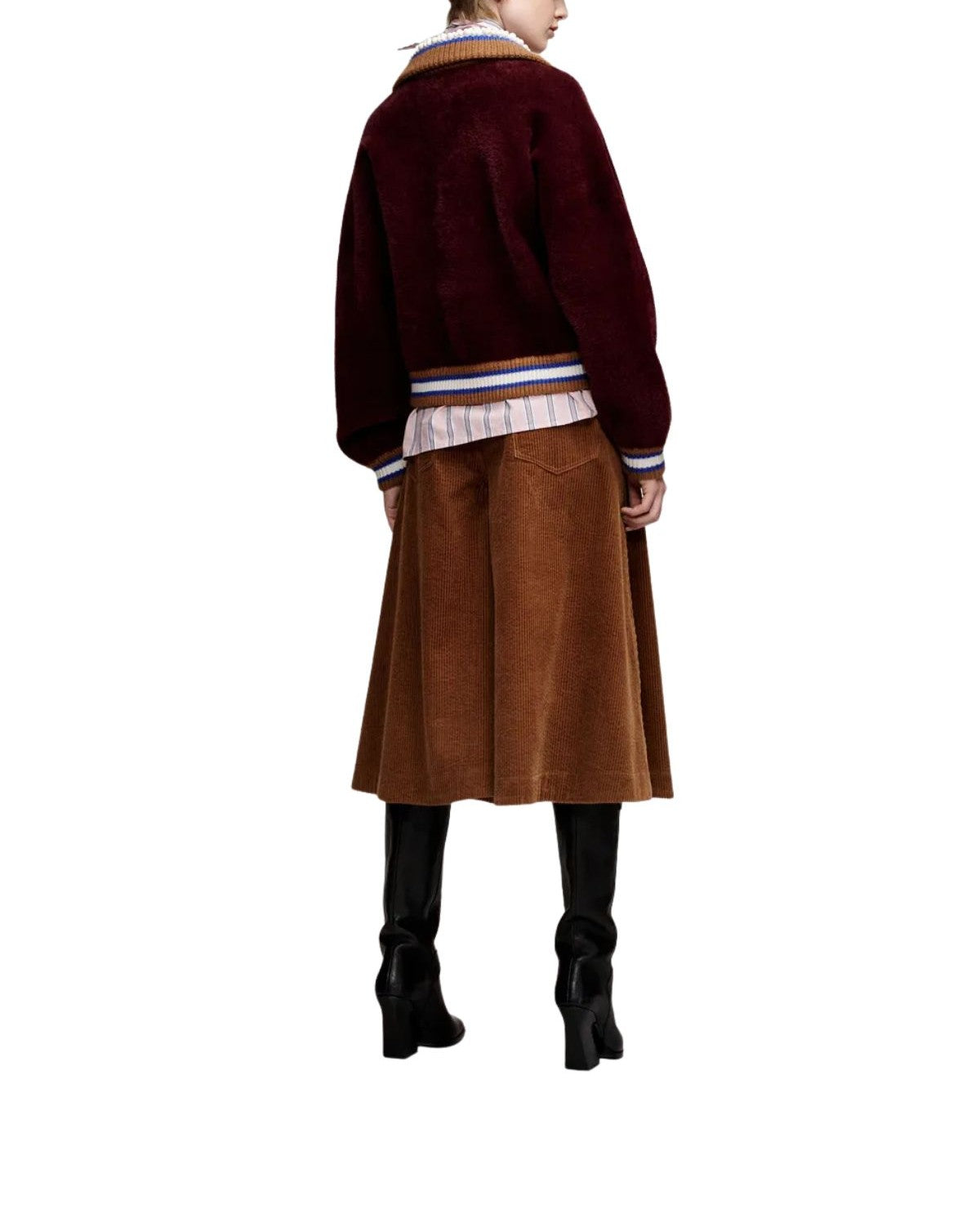 Bomber Kamore  bordeaux con colletto decorato. KAMORE WINE ESSENTIEL ANTWERP 