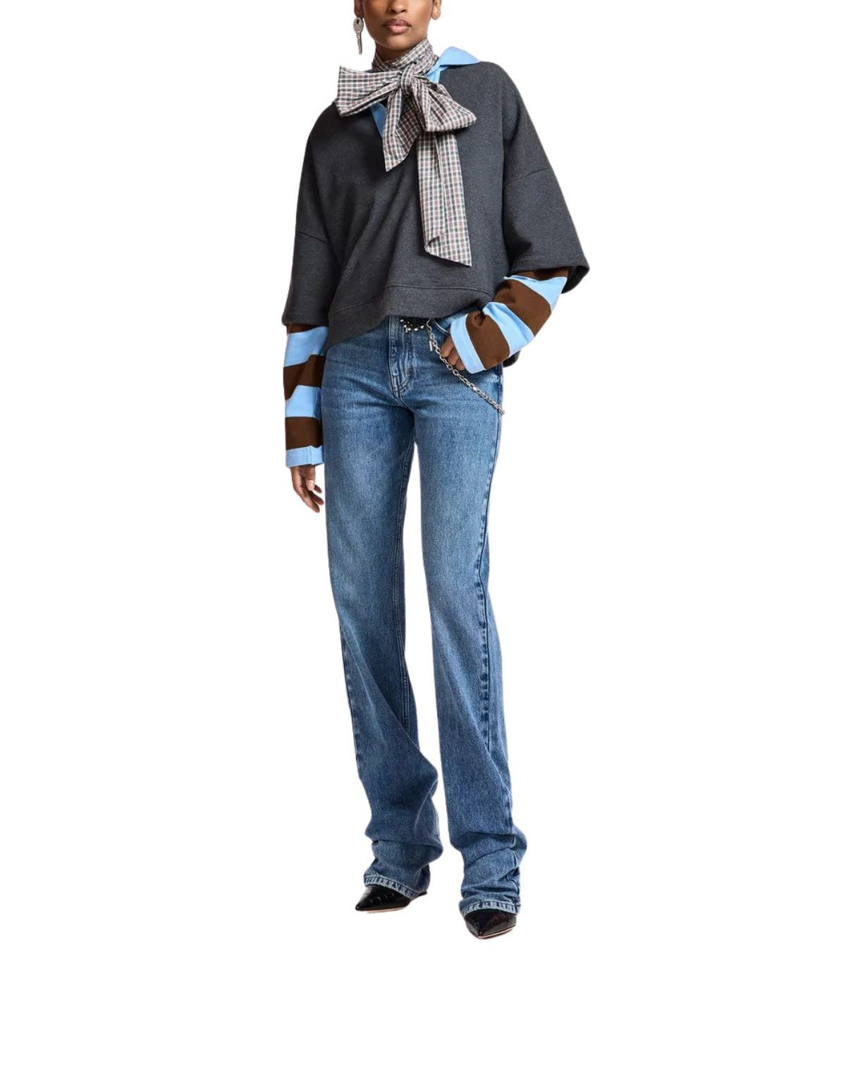 Jeans blu Karlos a gamba dritta con orlo arricciato. KARLOS MIDNIGHT ESSENTIEL ANTWERP 