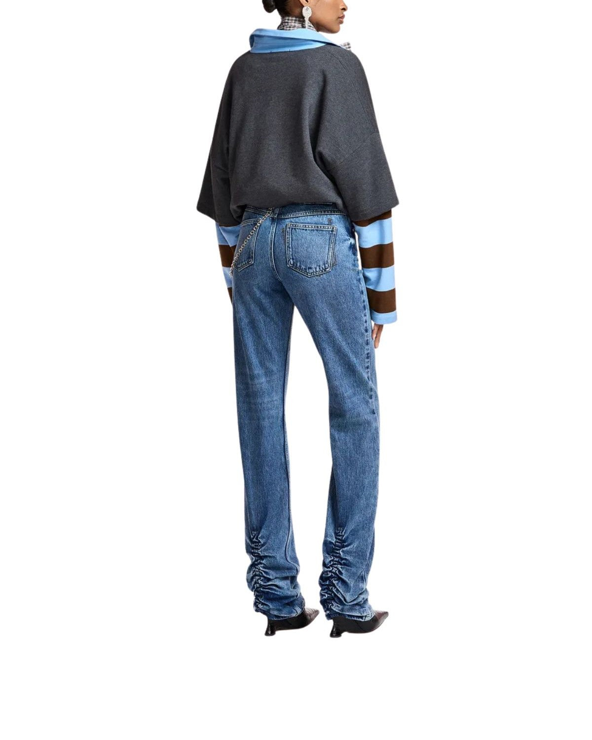 Jeans blu Karlos a gamba dritta con orlo arricciato. KARLOS MIDNIGHT ESSENTIEL ANTWERP 
