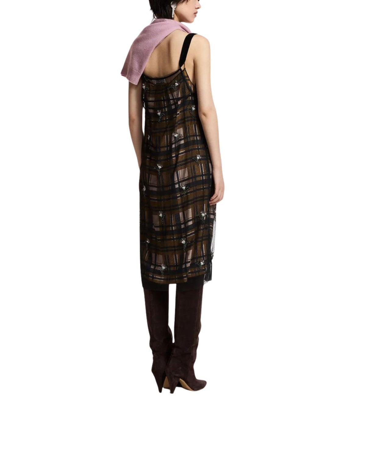 Abito Kassandra, sottoveste in rete marrone, nero ed ecru. KASSANDRA BLACK ESSENTIEL ANTWERP 