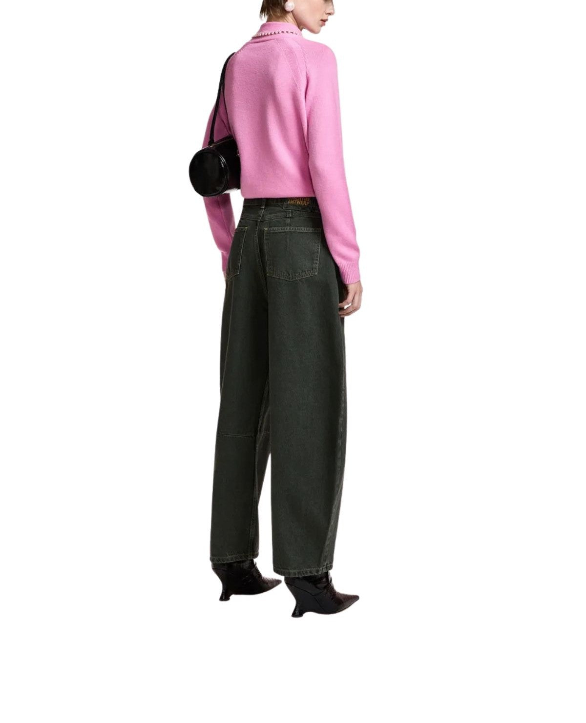 Jeans cropped modello barrel verde scuro KOKOS DUSTY GREEN ESSENTIEL ANTWERP 