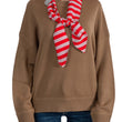 Maglione color camel in misto lana con sciarpina- KURTIS