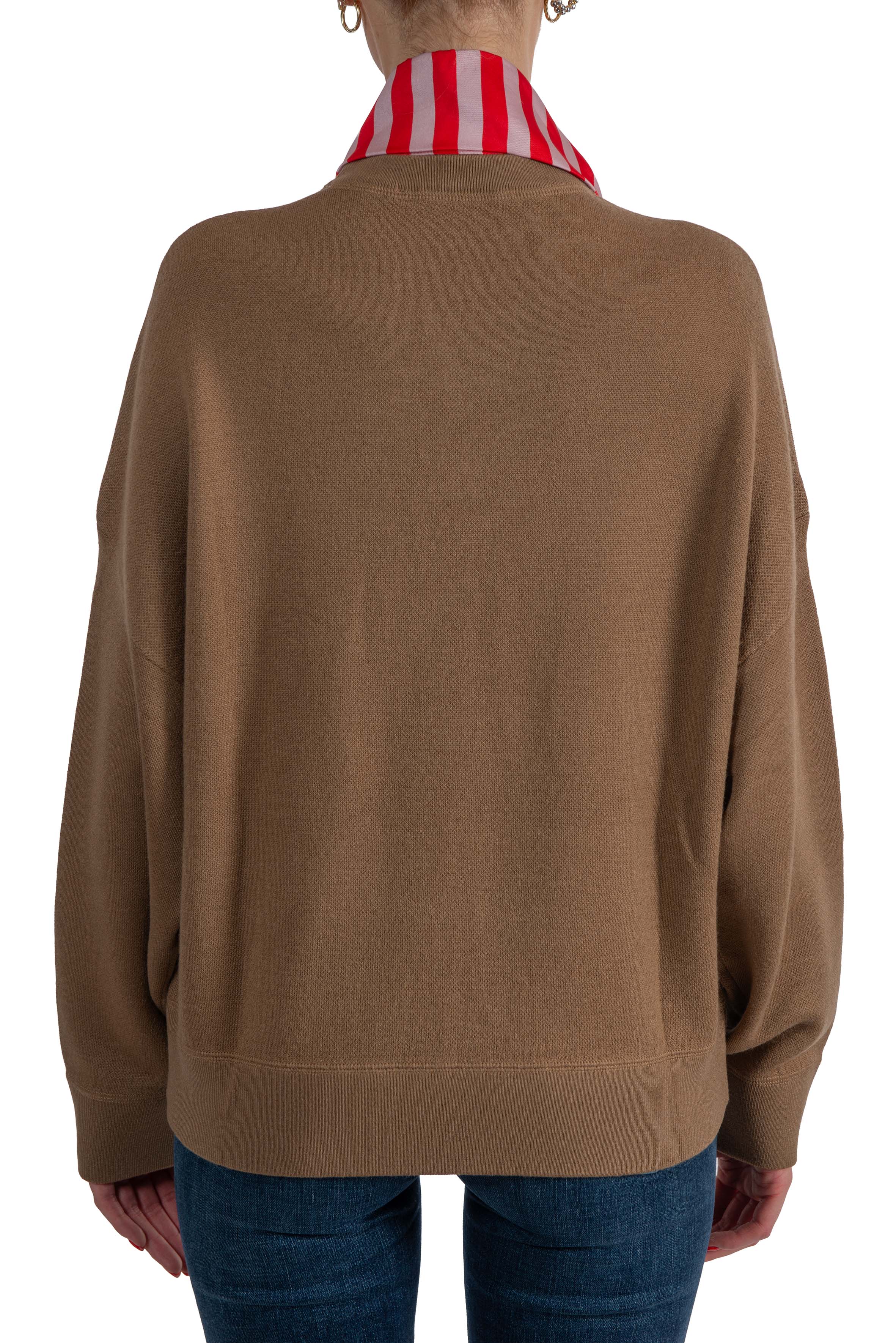 Maglione color camel in misto lana con sciarpina- KURTIS KURTIS CAMEL ESSENTIEL ANTWERP 