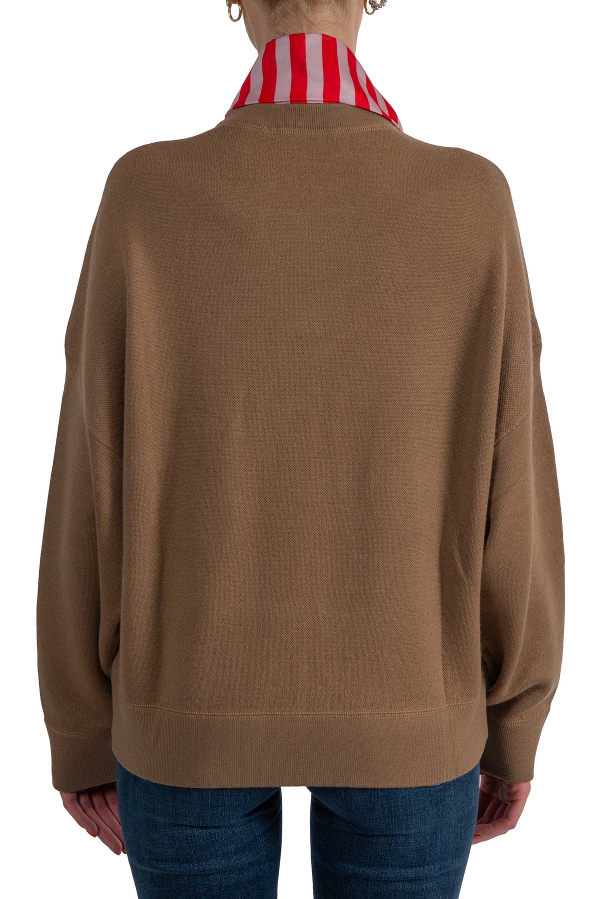 Maglione color camel in misto lana con sciarpina- KURTIS KURTIS CAMEL ESSENTIEL ANTWERP 