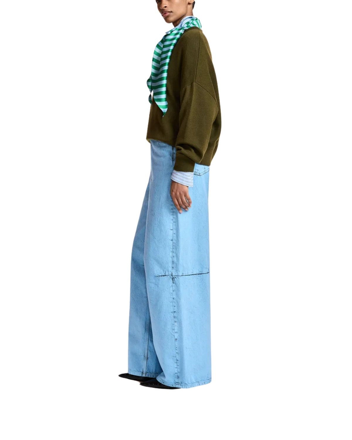 Maglione color kaki in misto lana con sciarpina- KURTIS KURTIS KAKI ESSENTIEL ANTWERP 