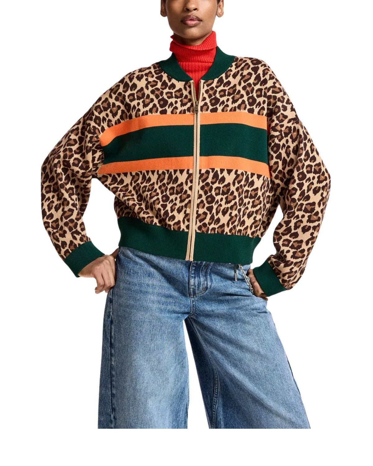 Cardigan Kutie con zip e stampa leopardata KUTIE COMBO1 ESSENTIEL ANTWERP 