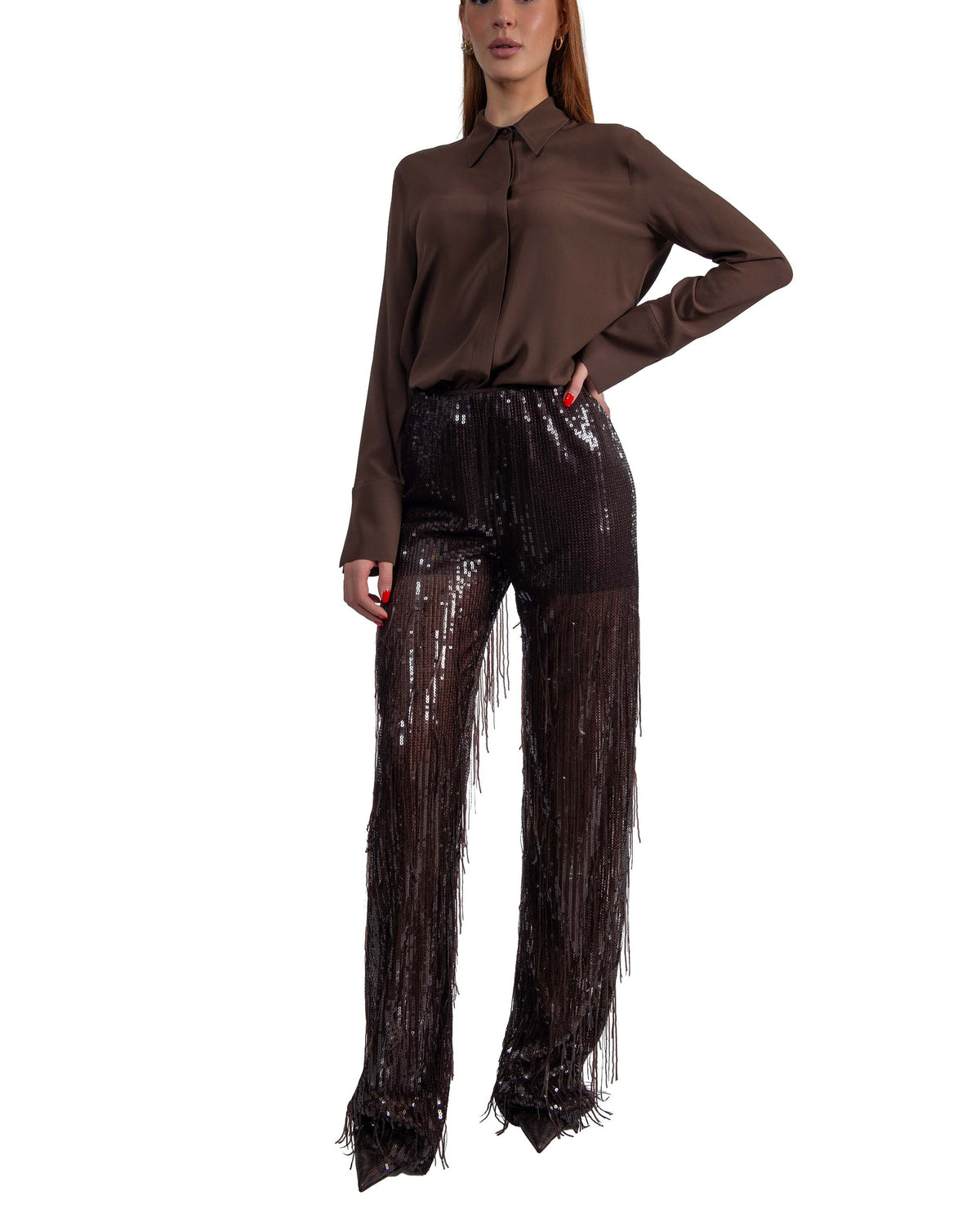 Pantalone paillette testa di moro 30815 MORO FEDERICA TOSI 