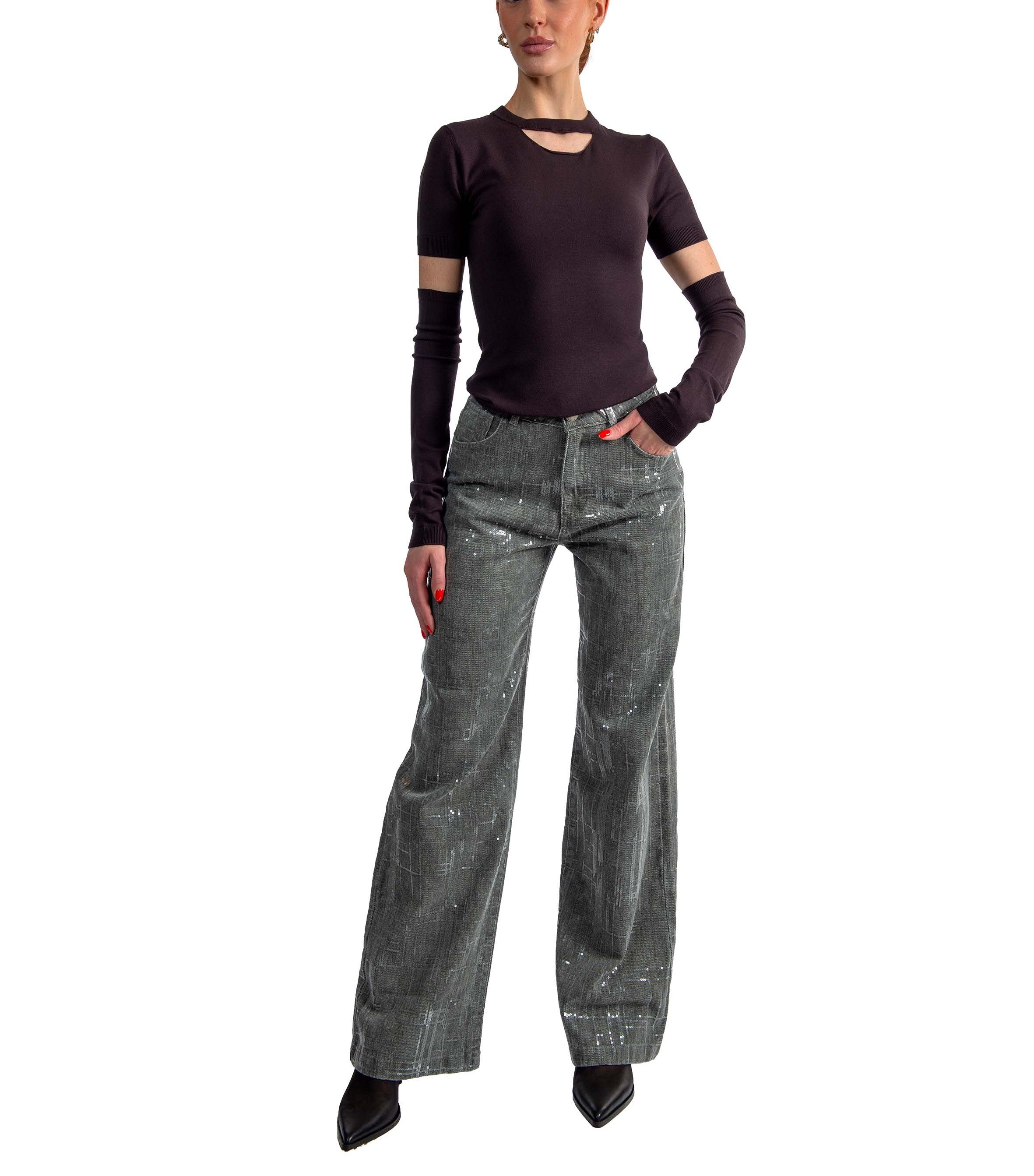 Jeans con paillette 30822 ANTRACITE FEDERICA TOSI 