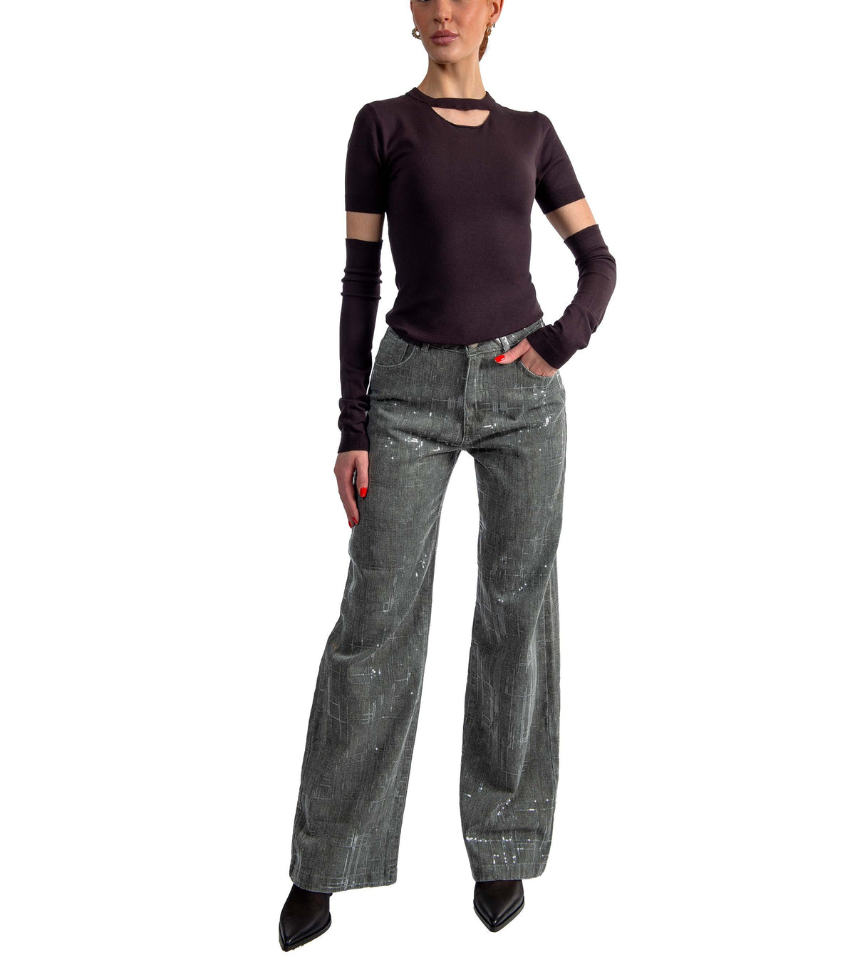 Jeans con paillette 30822 ANTRACITE FEDERICA TOSI 