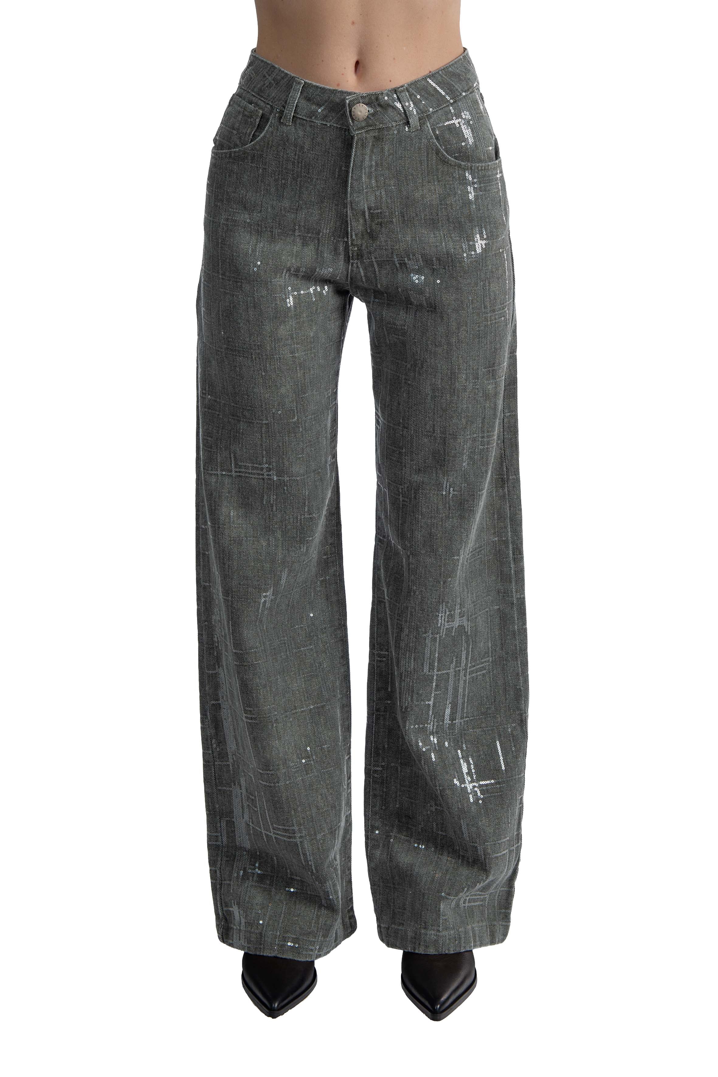 Jeans con paillette 30822 ANTRACITE FEDERICA TOSI 