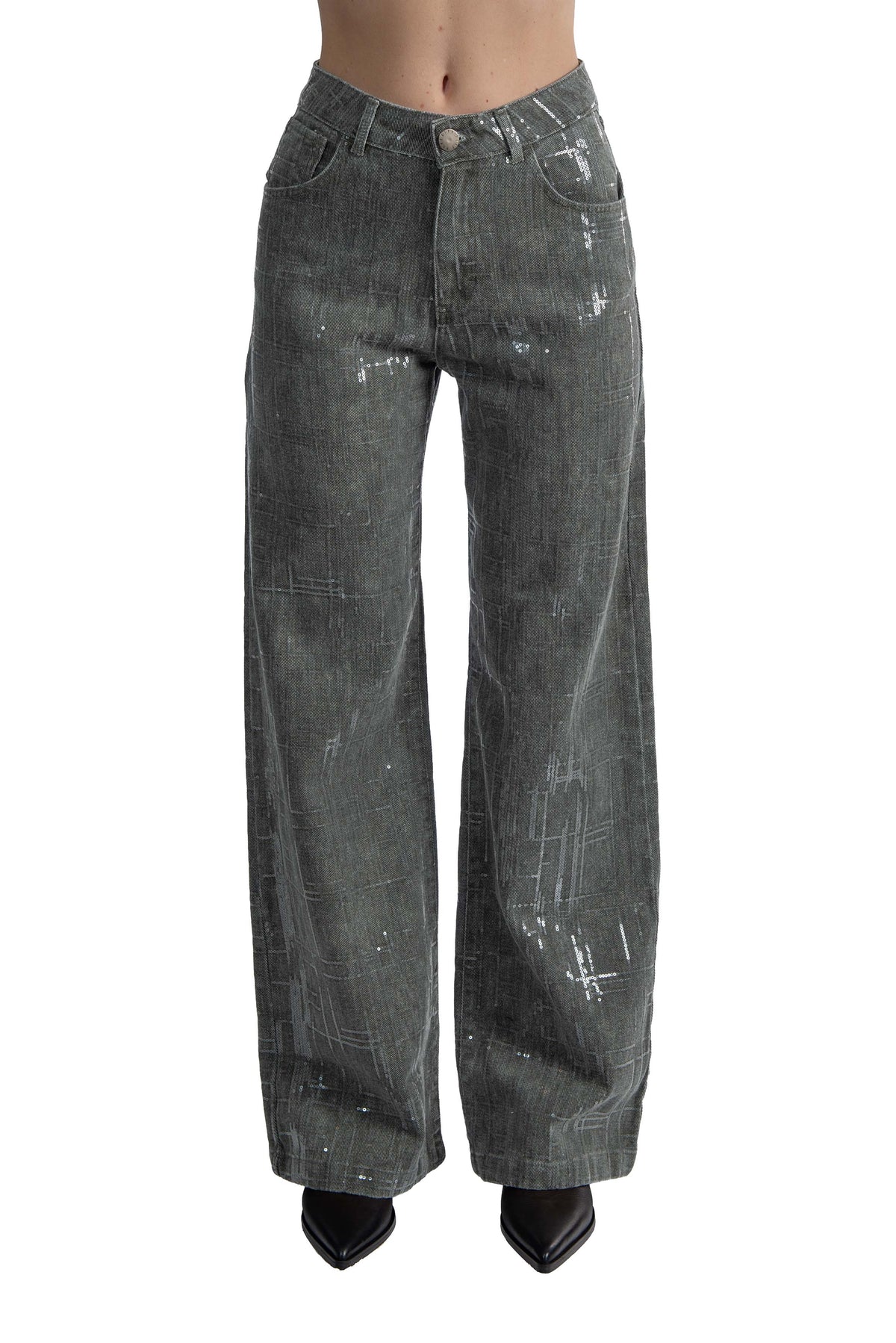Jeans con paillette 30822 ANTRACITE FEDERICA TOSI 