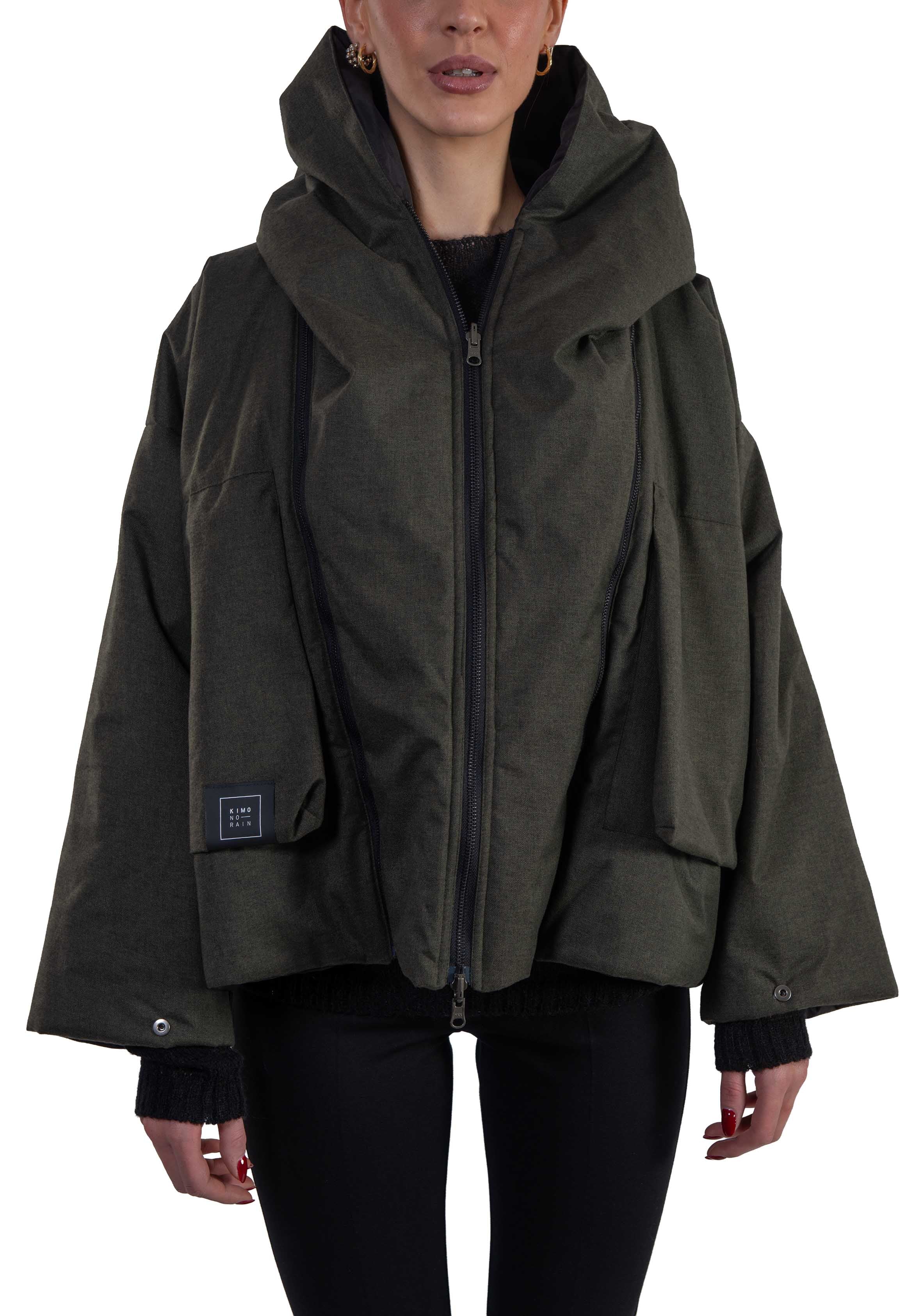 Bomber Hoodie reversibile verde S558 HOODIE BOMBER GREEN KImonorain 