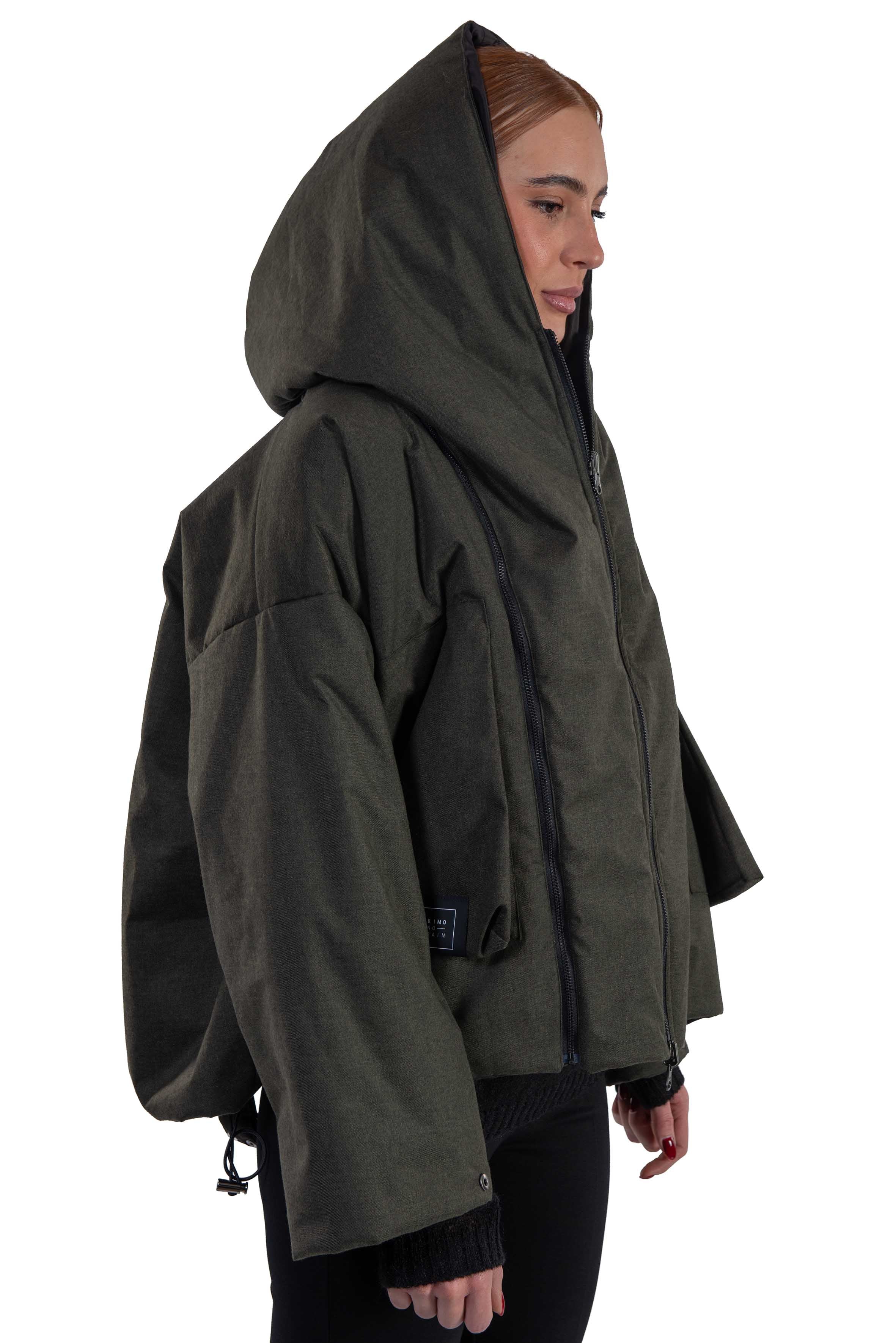 Bomber Hoodie reversibile verde S558 HOODIE BOMBER GREEN KImonorain 