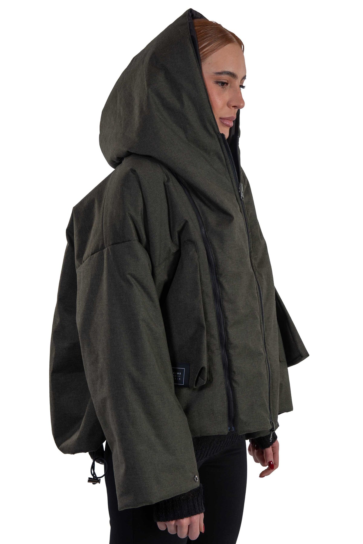 Bomber Hoodie reversibile verde S558 HOODIE BOMBER GREEN KImonorain 