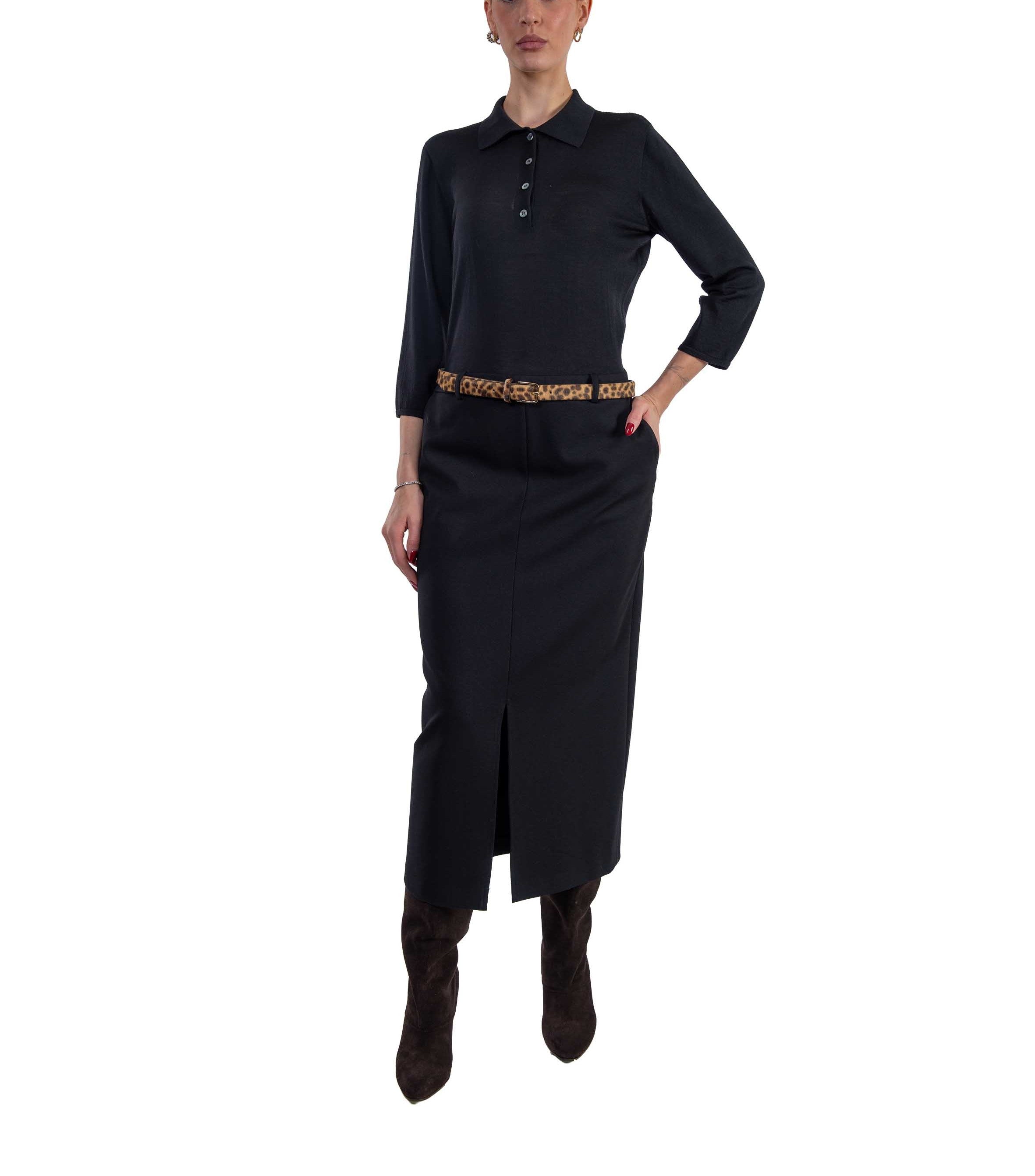 Abito a polo nero ALBERTA L6WI24 NERO LIVIANA CONTI 