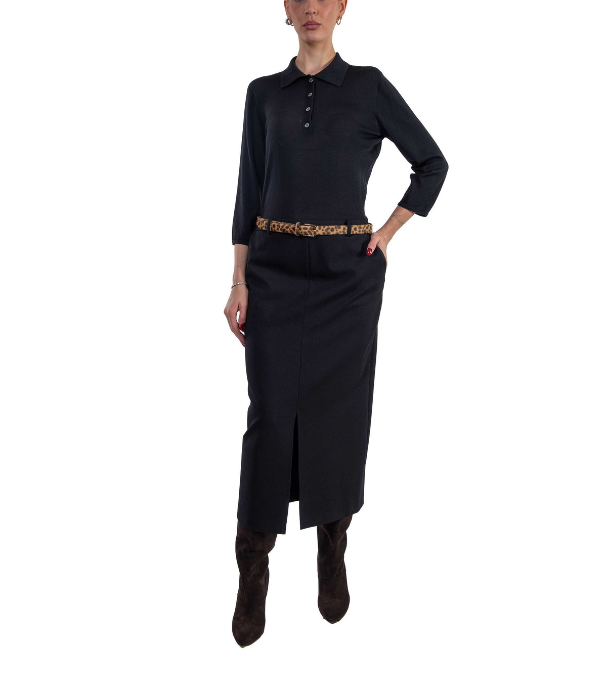 Abito a polo nero ALBERTA L6WI24 NERO LIVIANA CONTI 