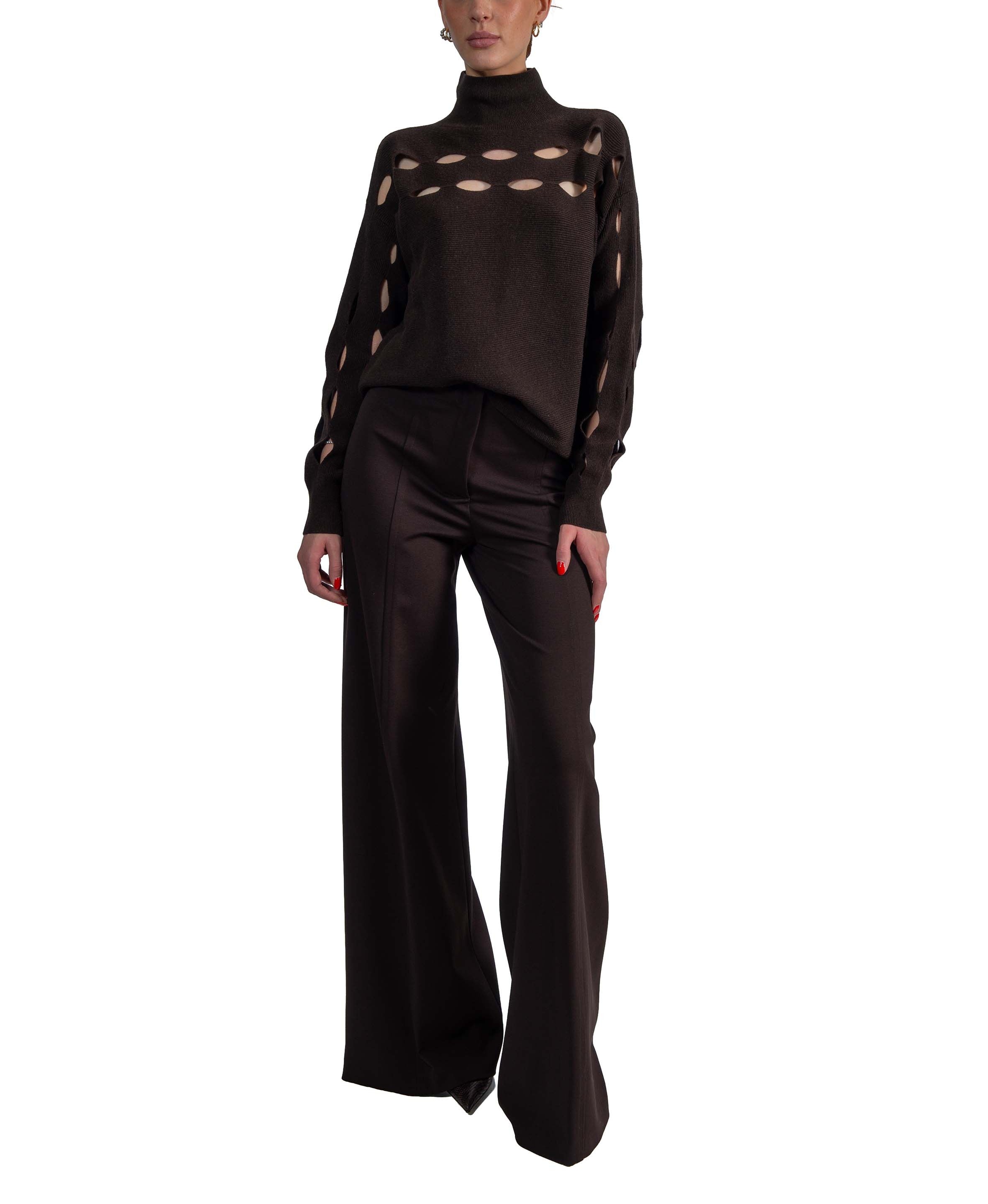 Pantalone a palazzo marrone Eric ERIC CNTI88 ESPRESSO LIVIANA CONTI 