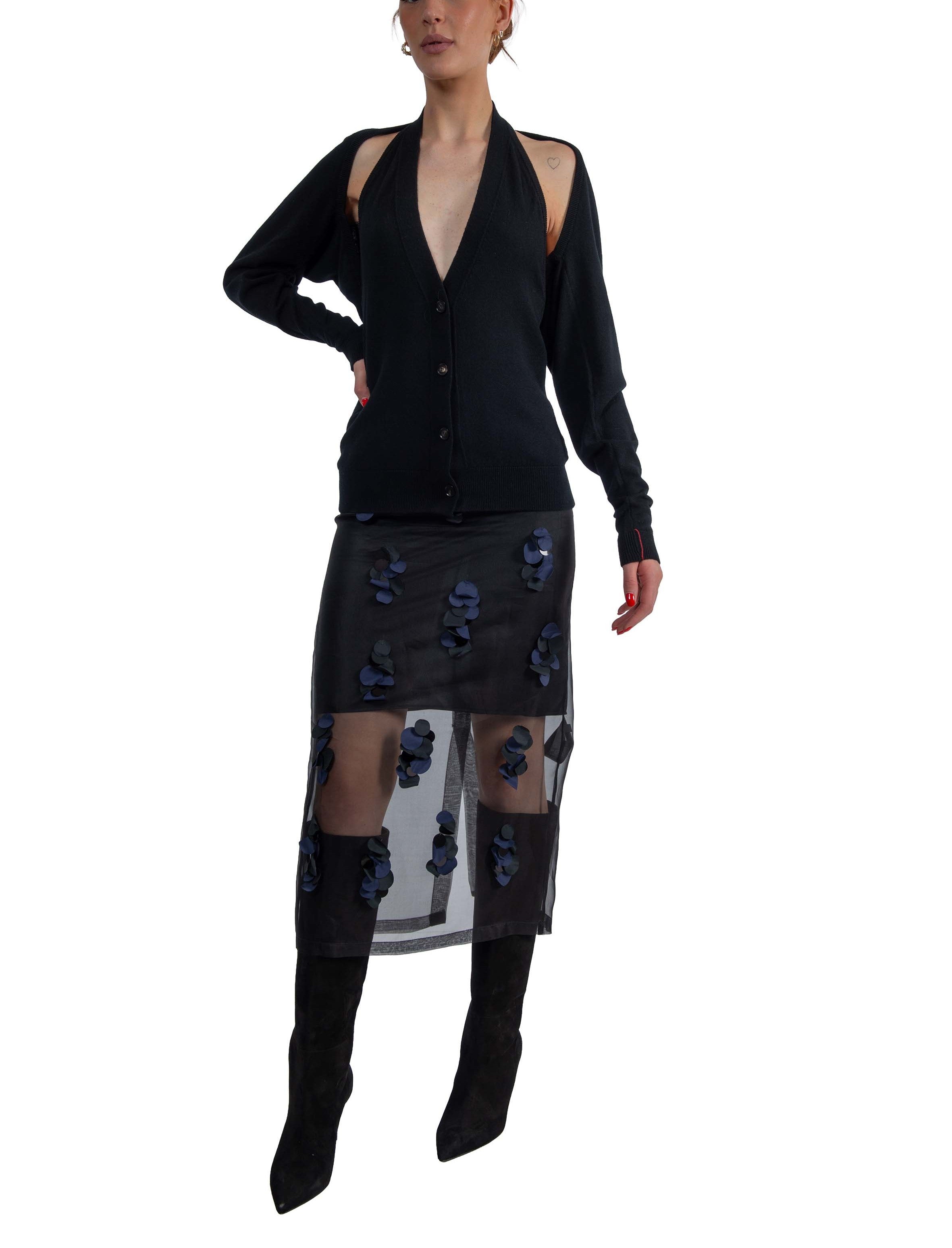 Top più coprispalle in lana TOP+COPRISPALLE F6WB02 NERO LIVIANA CONTI 