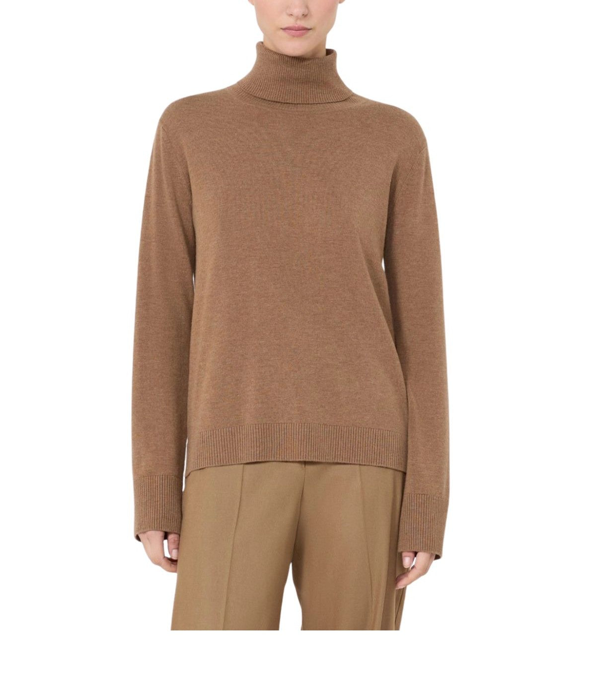 Dolcevita in lana con toppe logate cammello ALLEGRA 004 MAX MARA 