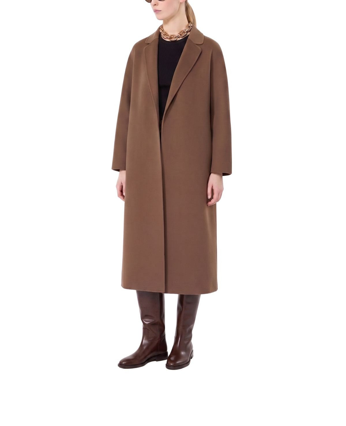 Cappotto midi in drap di lana fango Esturia ESTURIA 097 MARRONE MAX MARA 