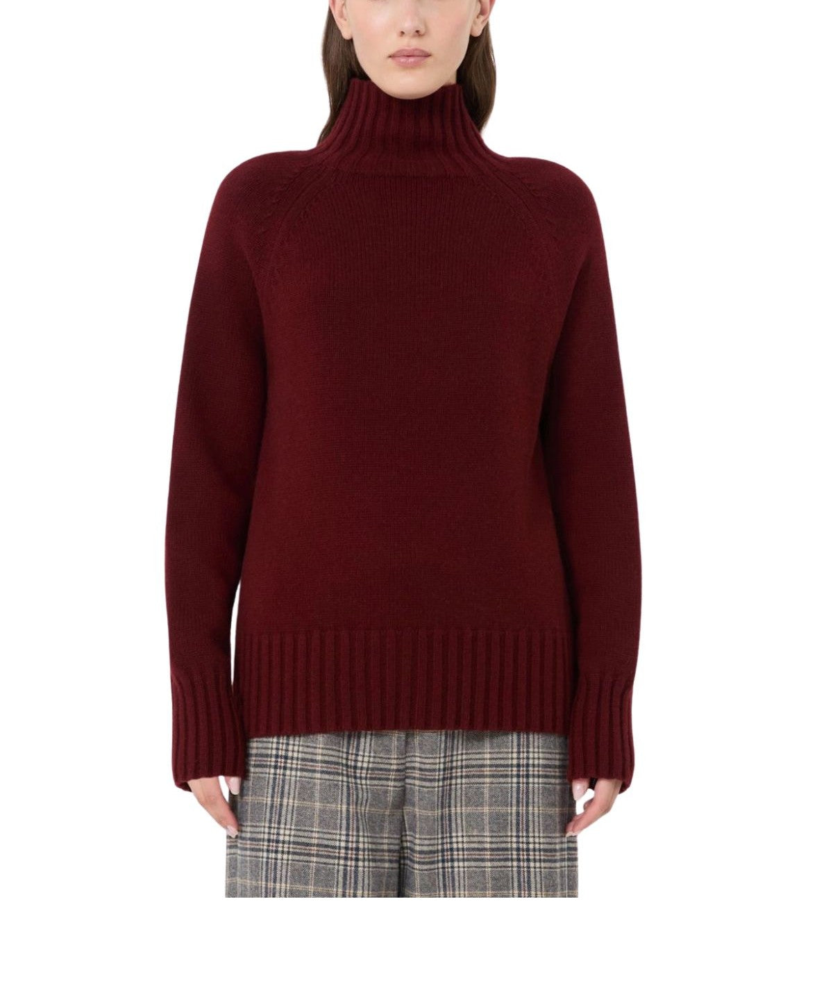 Dolcevita in filato di lana e cashmere bordeaux- Mantova MANTO9VA 008 MAX MARA 
