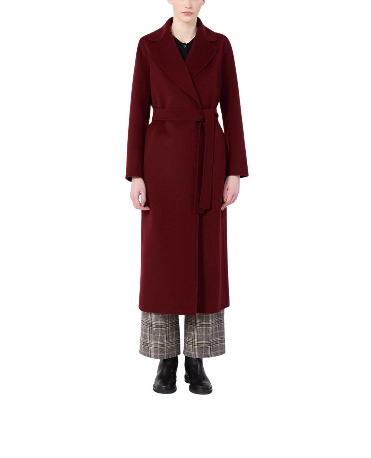 Cappotto a vestaglia in drap di lana bordeaux- Poldo POLDO 014 MAX MARA 