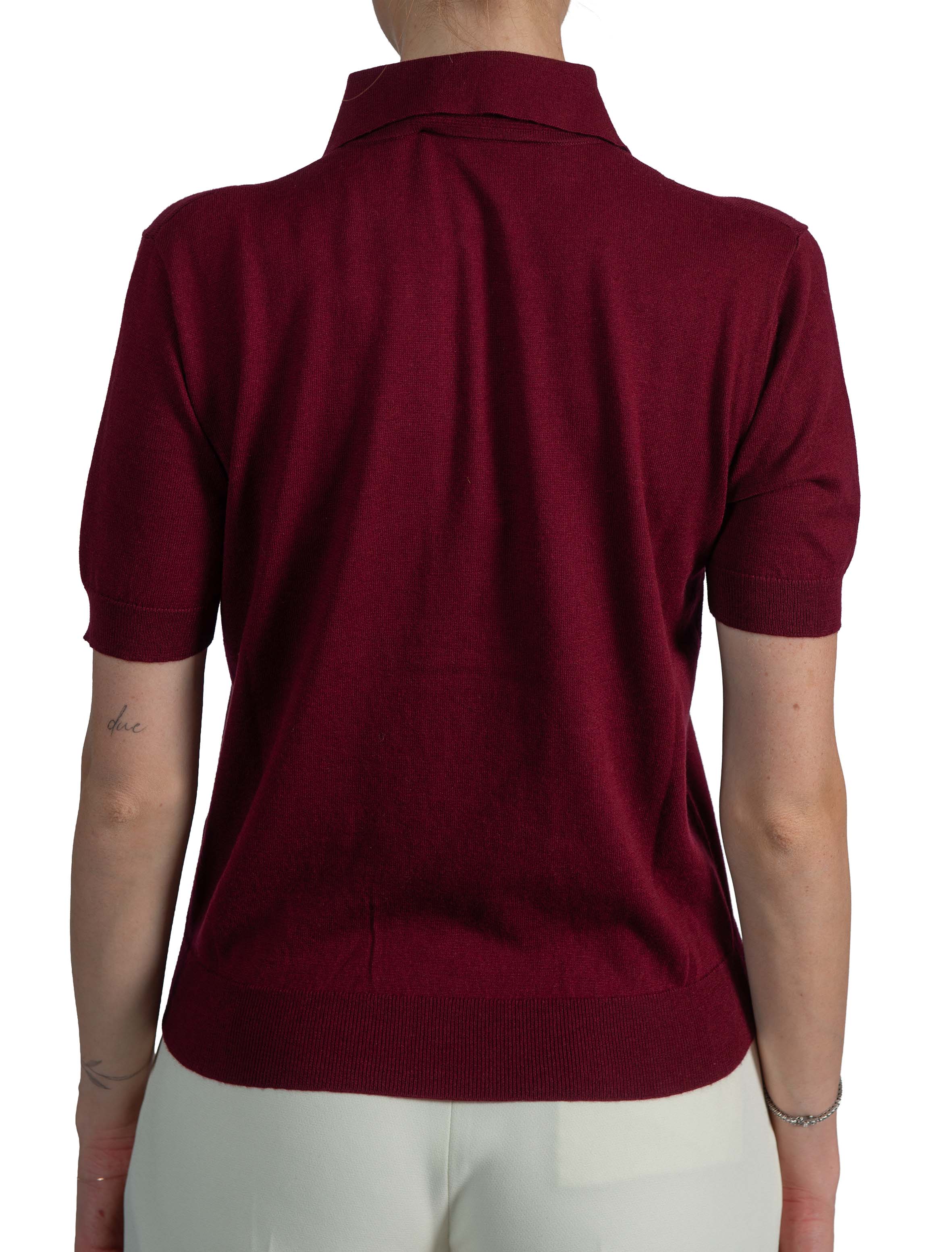 Polo in filato di cotone, seta e cachemire bordeaux- Pomposa POMPOSA 02 BORDO MAX MARA 